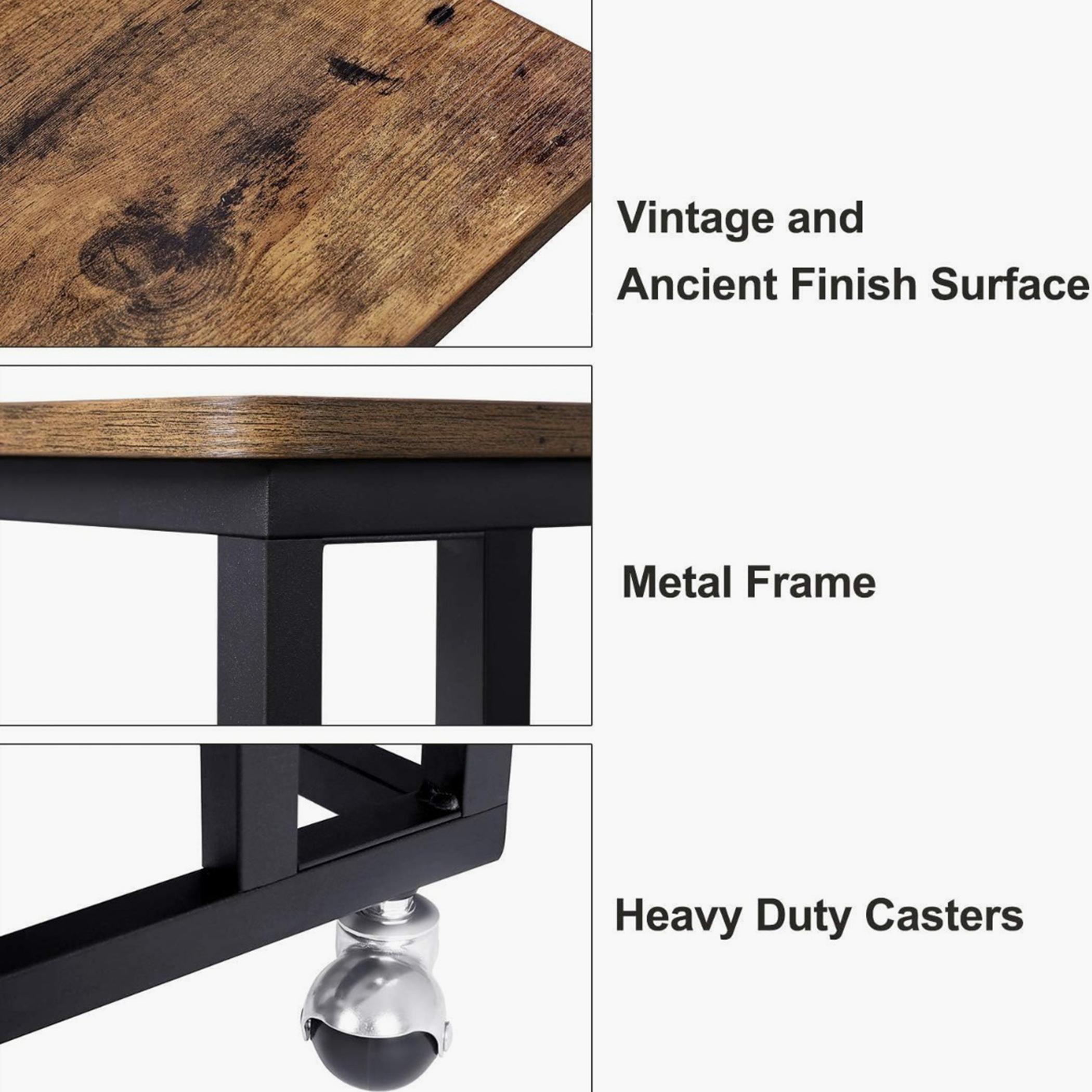 Wooden Top Side Table with Wheels - 50x35x55 cm-furniture-livingroom-sideandendtables-image-6