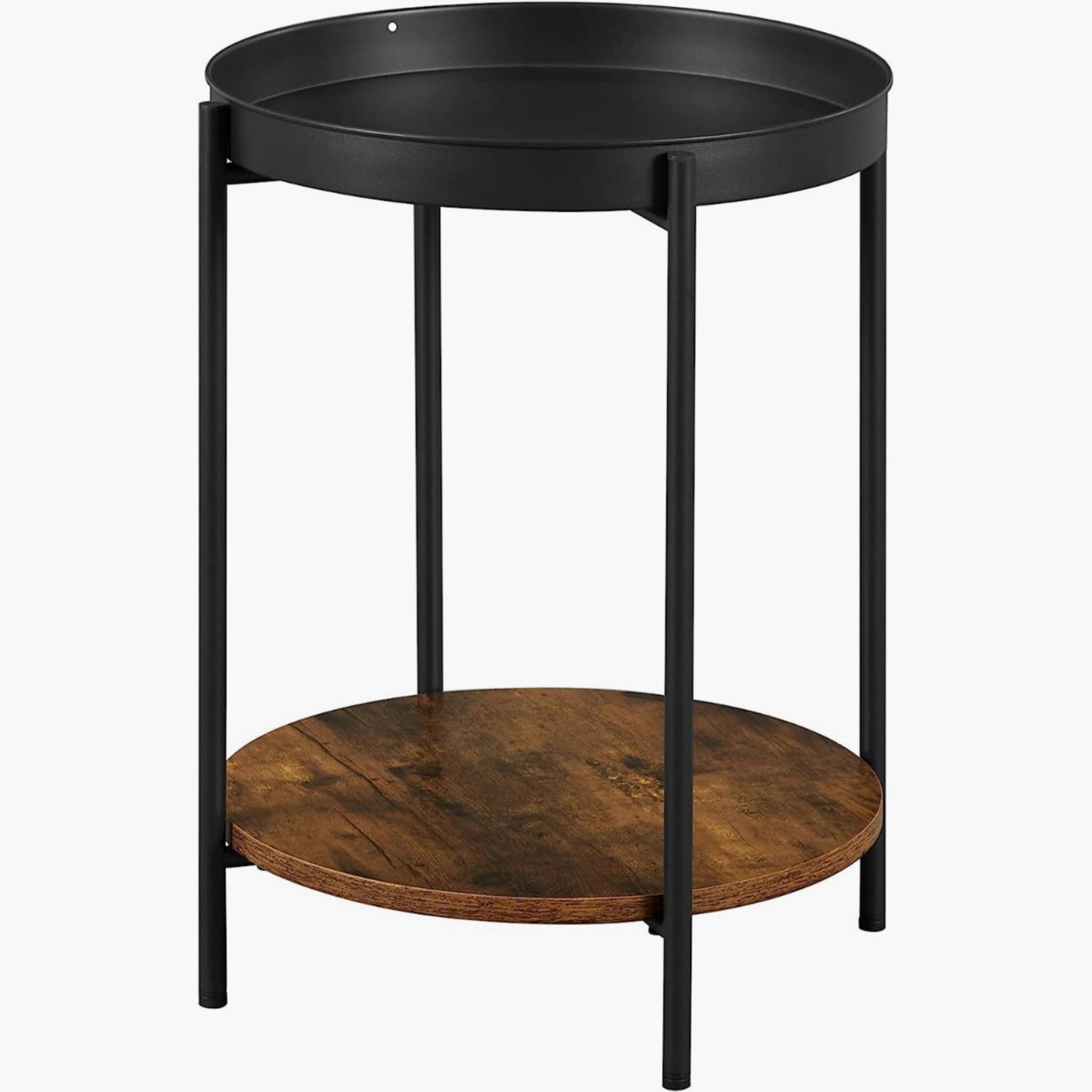 Wooden Top Side Table with Movable Tray - 43x43x55 cm-furniture-livingroom-sideandendtables-image-1