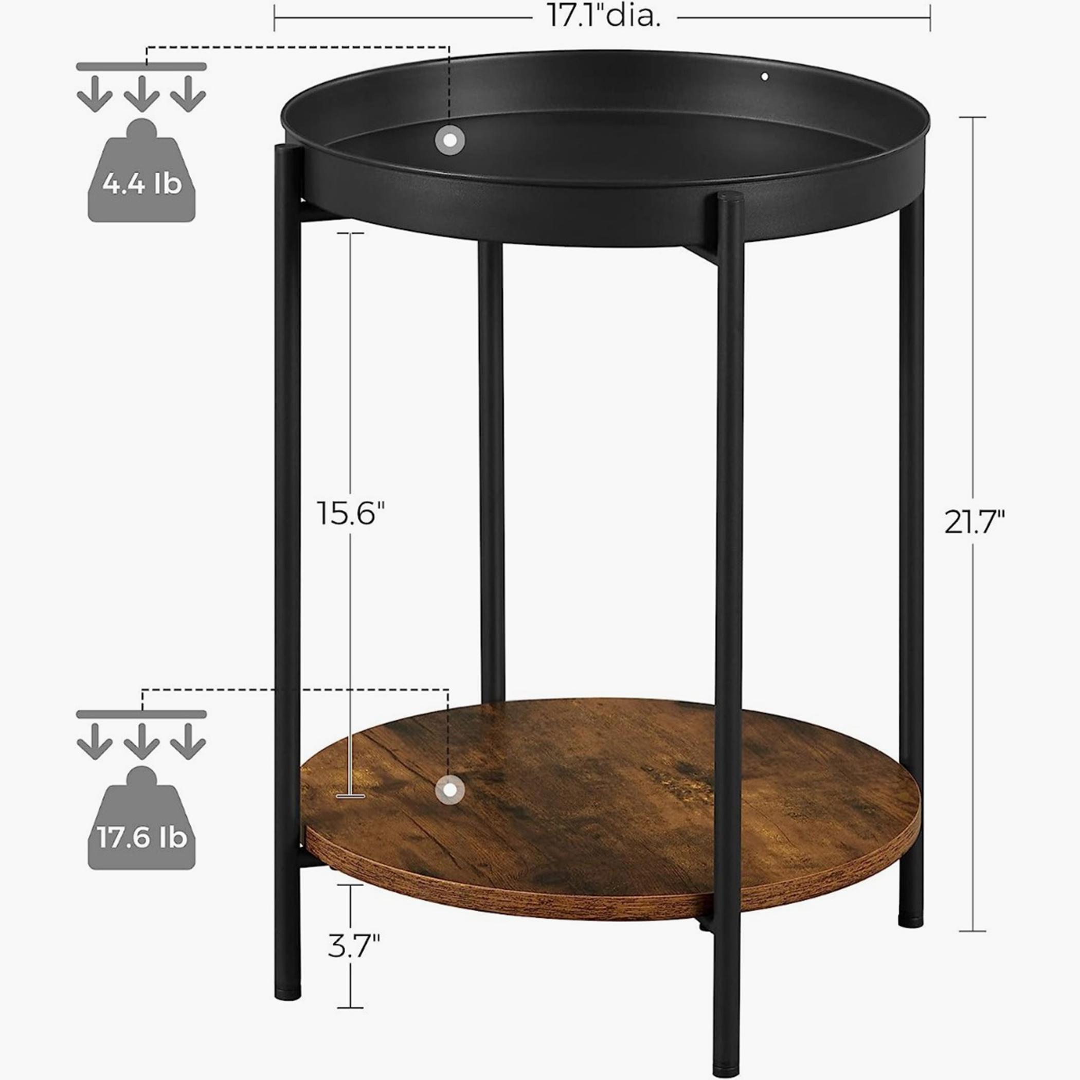 Wooden Top Side Table with Movable Tray - 43x43x55 cm-furniture-livingroom-sideandendtables-image-3