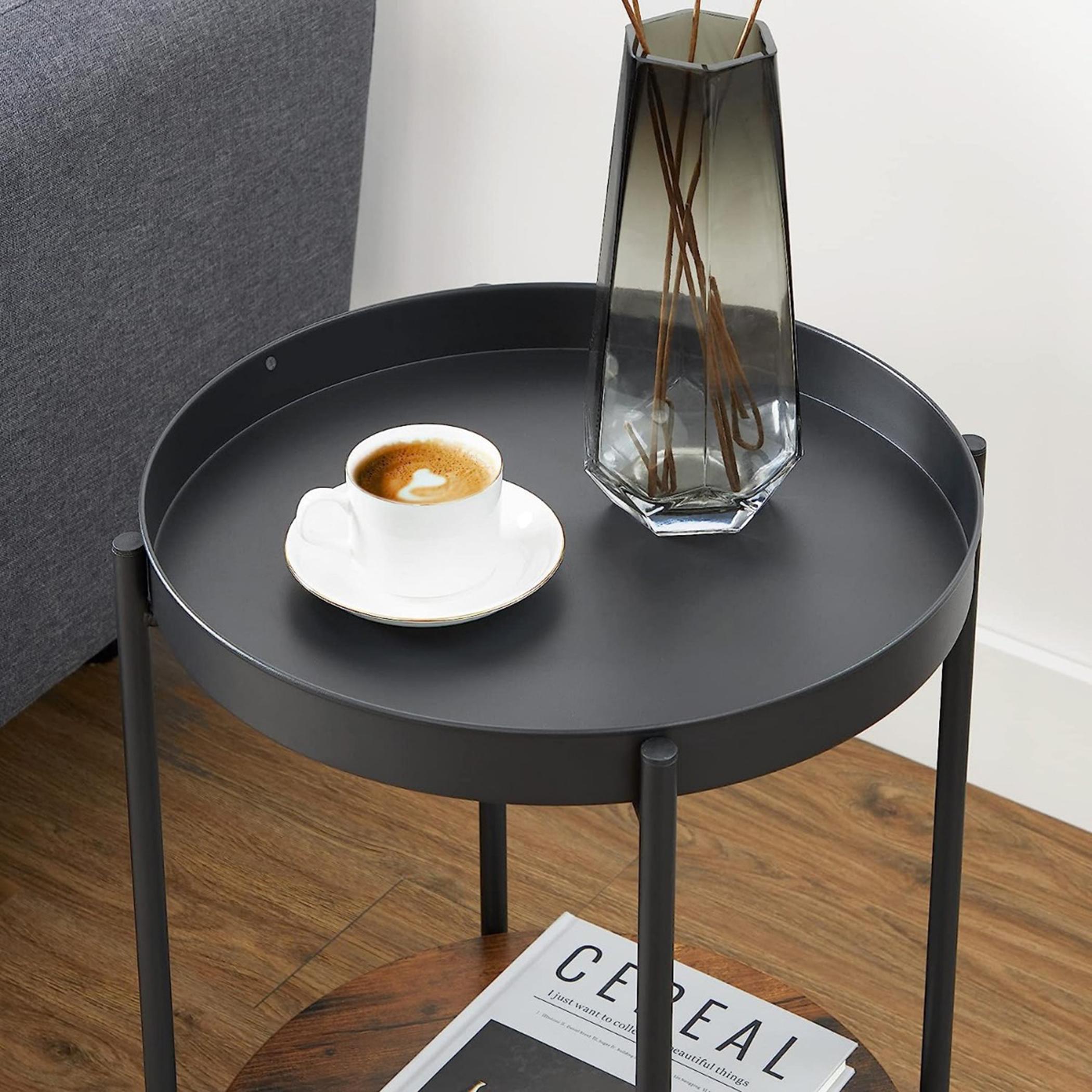 Wooden Top Side Table with Movable Tray - 43x43x55 cm-furniture-livingroom-sideandendtables-image-6