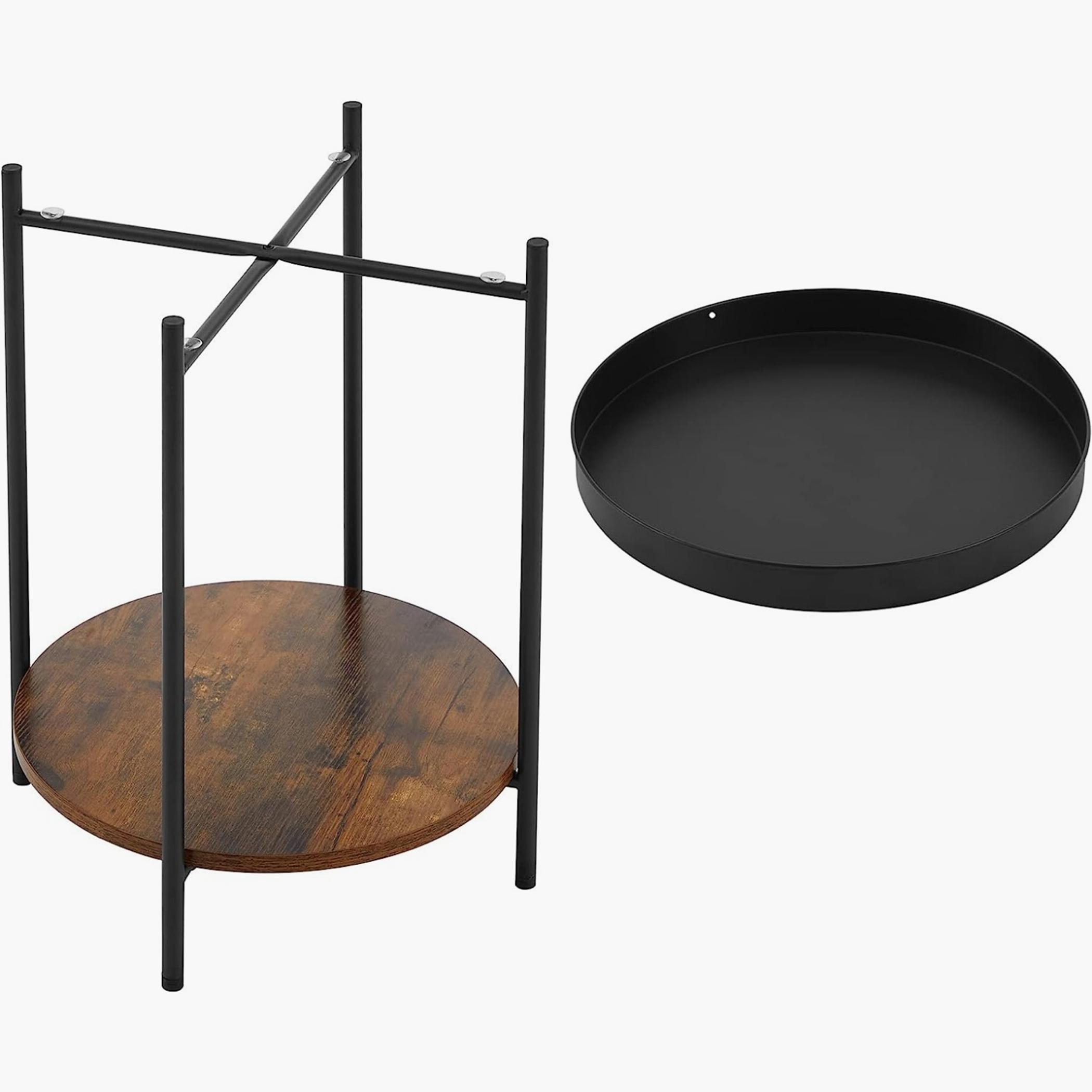 Wooden Top Side Table with Movable Tray - 43x43x55 cm-furniture-livingroom-sideandendtables-image-8