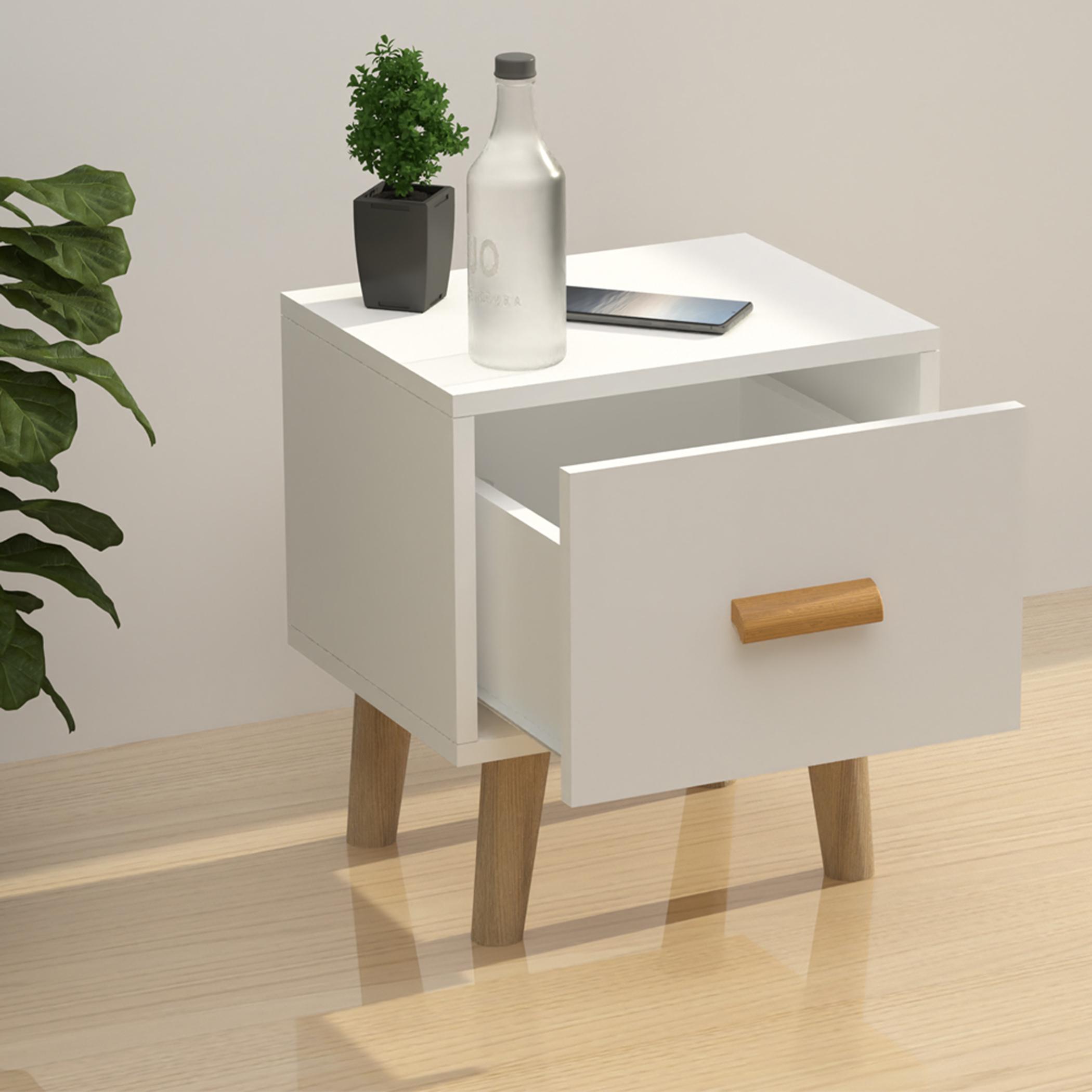 طقم طاولات جانبية بسطح خشب قطعتين مع درج من ماهماي - 40x30x42 سم-furniture-bedroom-nightstands-image-2