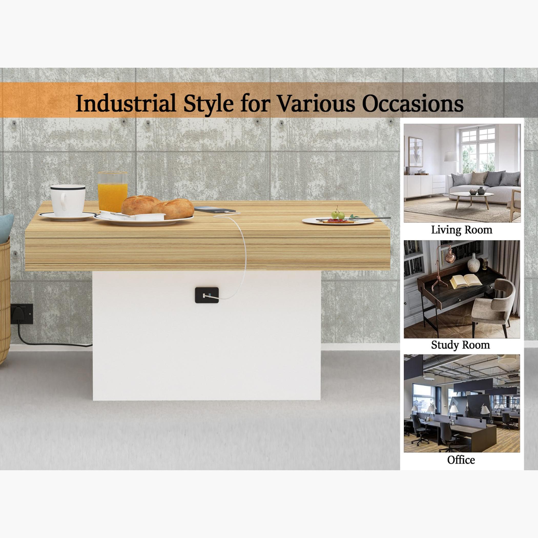 Modern Wooden Coffee Table with USB Port - 90x90x45 cm-furniture-livingroom-coffeetables-image-2