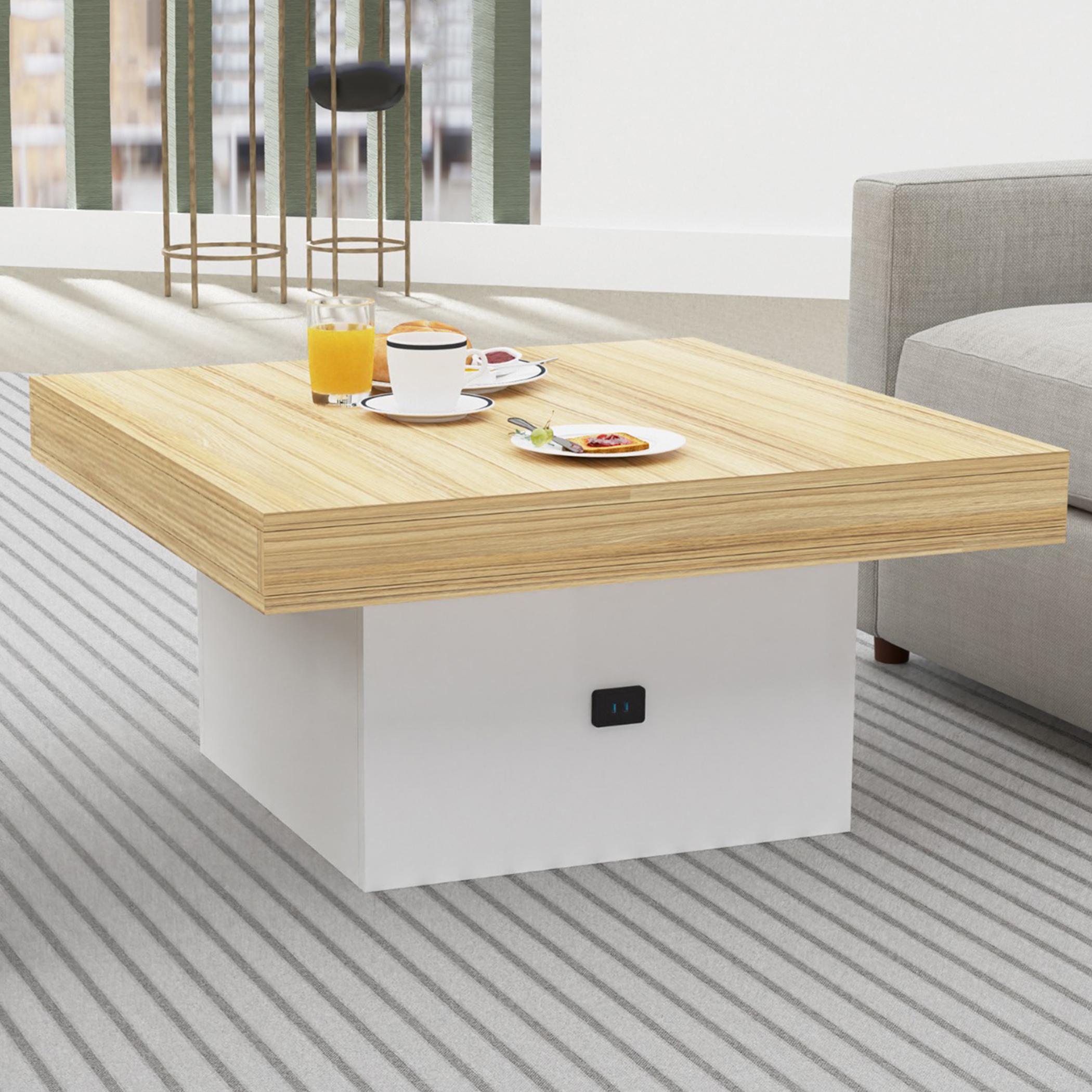 Modern Wooden Coffee Table with USB Port - 90x90x45 cm-furniture-livingroom-coffeetables-image-4