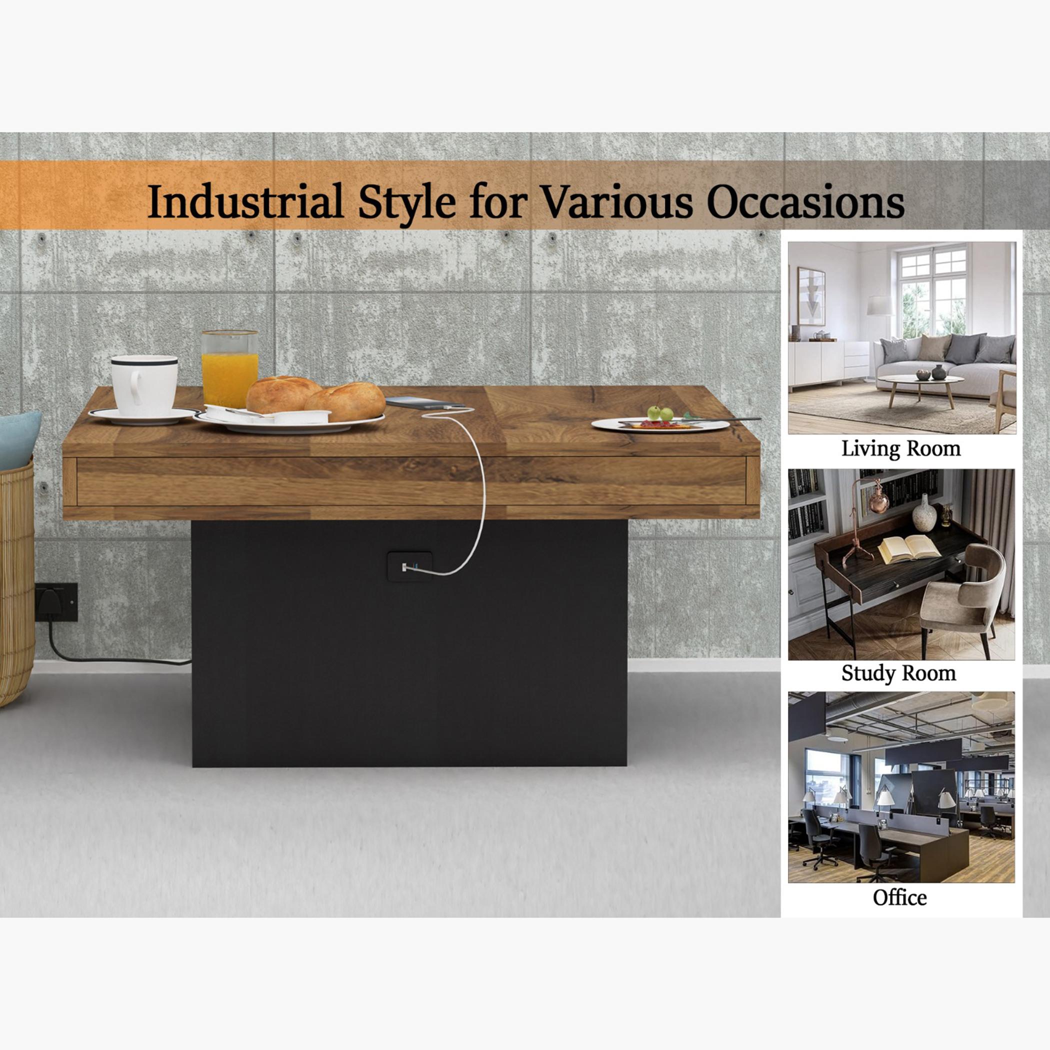 Modern Wooden Coffee Table with USB Port - 90x90x45 cm-furniture-livingroom-coffeetables-image-2