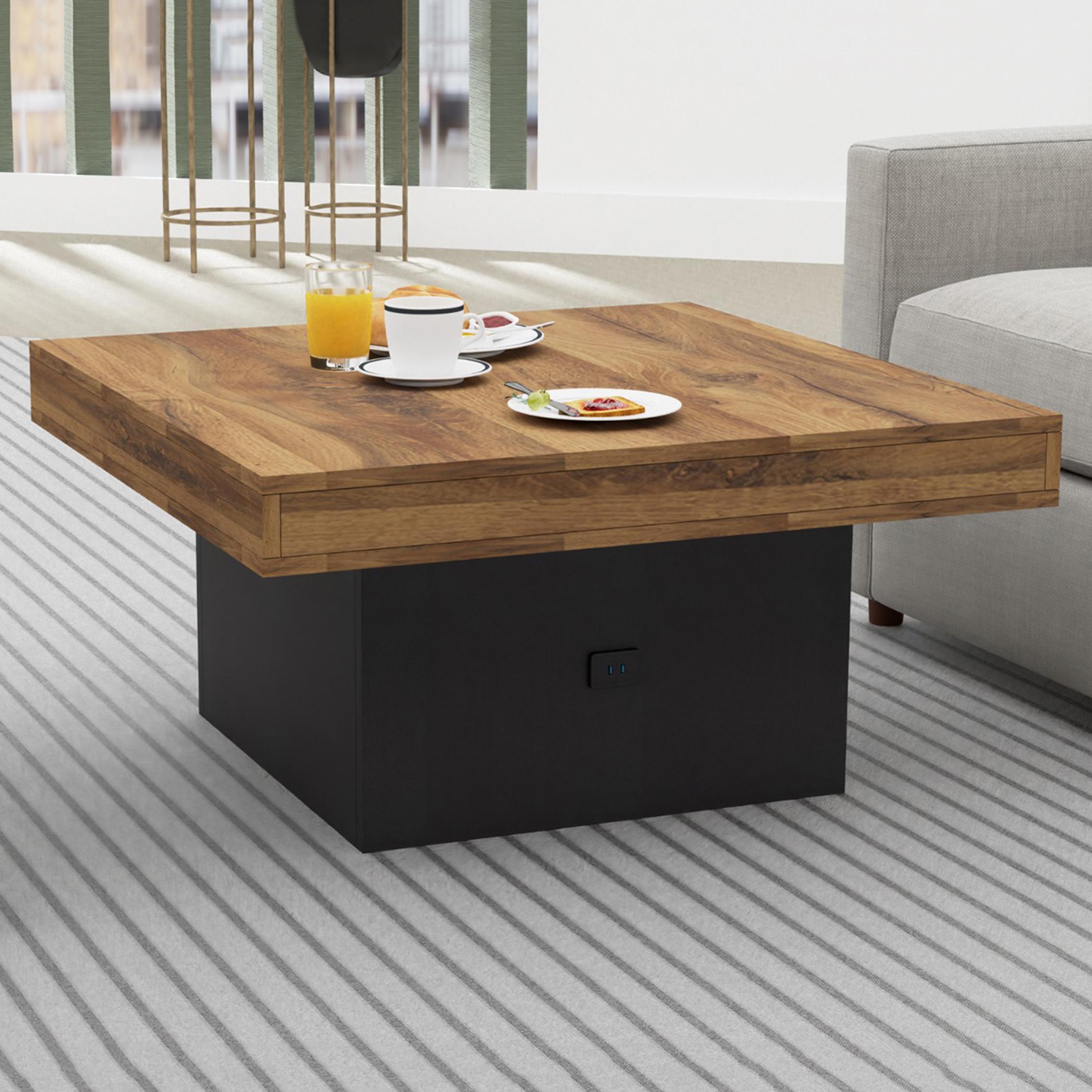 Modern Wooden Coffee Table with USB Port - 90x90x45 cm-furniture-livingroom-coffeetables-image-4