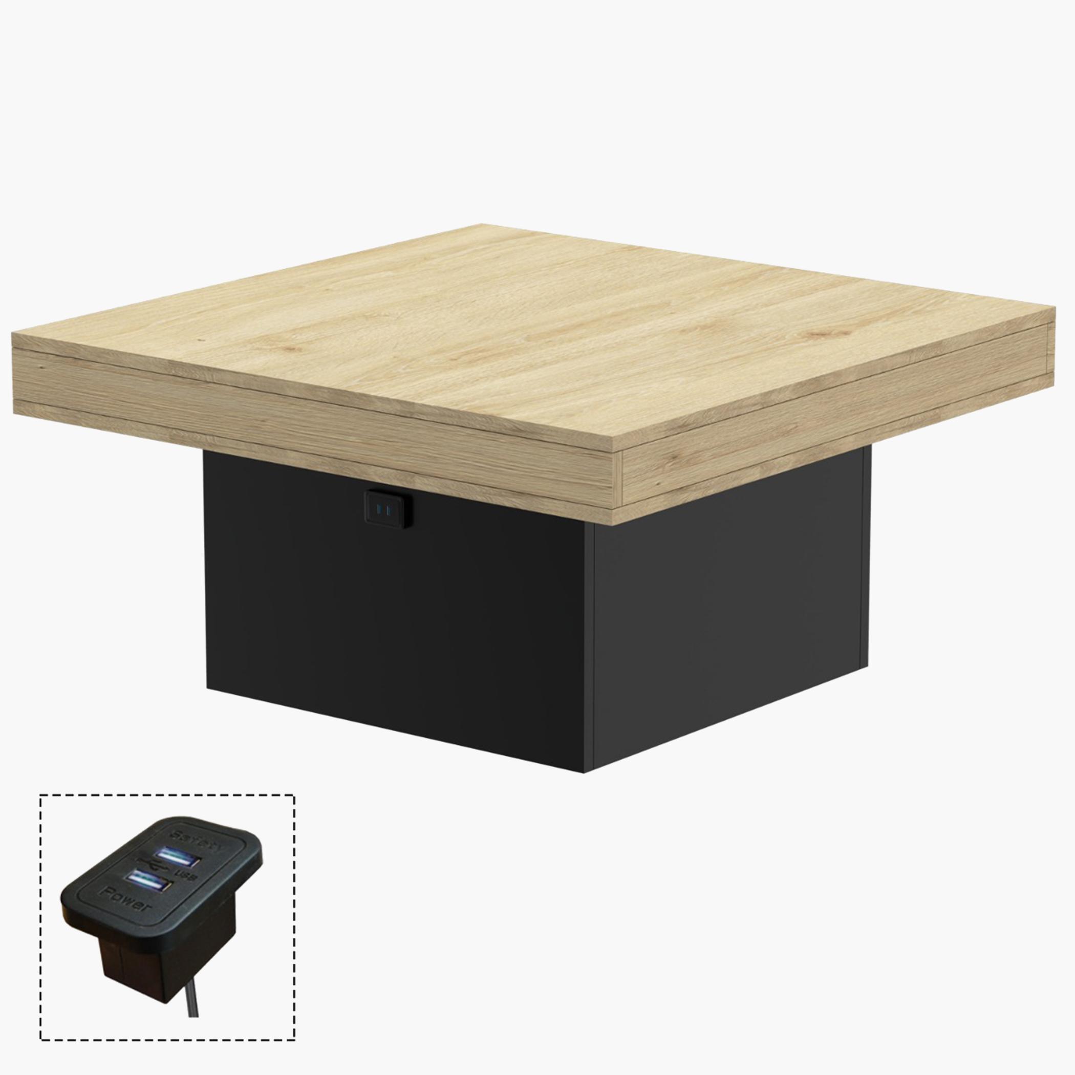 Modern Wooden Coffee Table with USB Port - 90x90x45 cm-furniture-livingroom-coffeetables-image-1