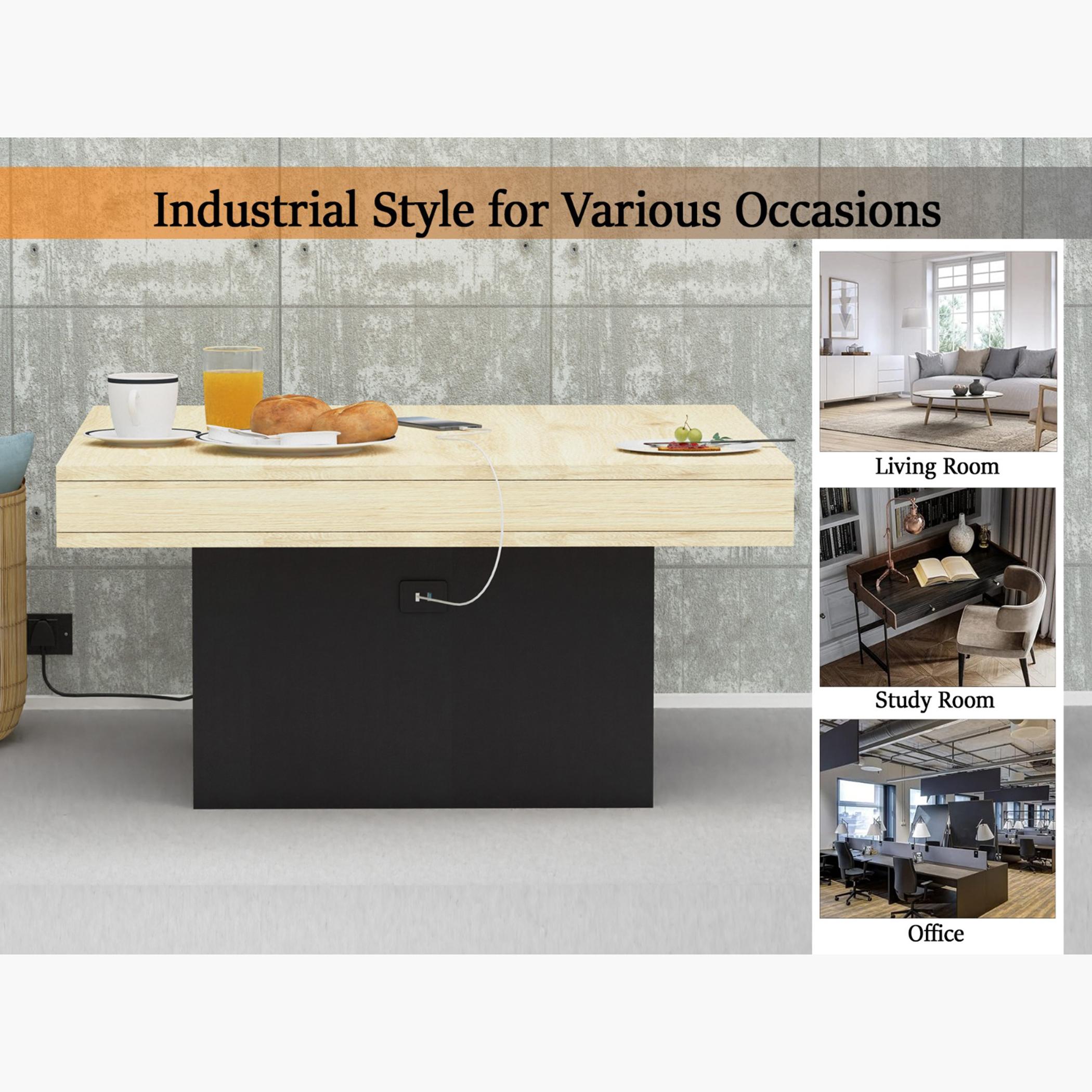 Modern Wooden Coffee Table with USB Port - 90x90x45 cm-furniture-livingroom-coffeetables-image-2