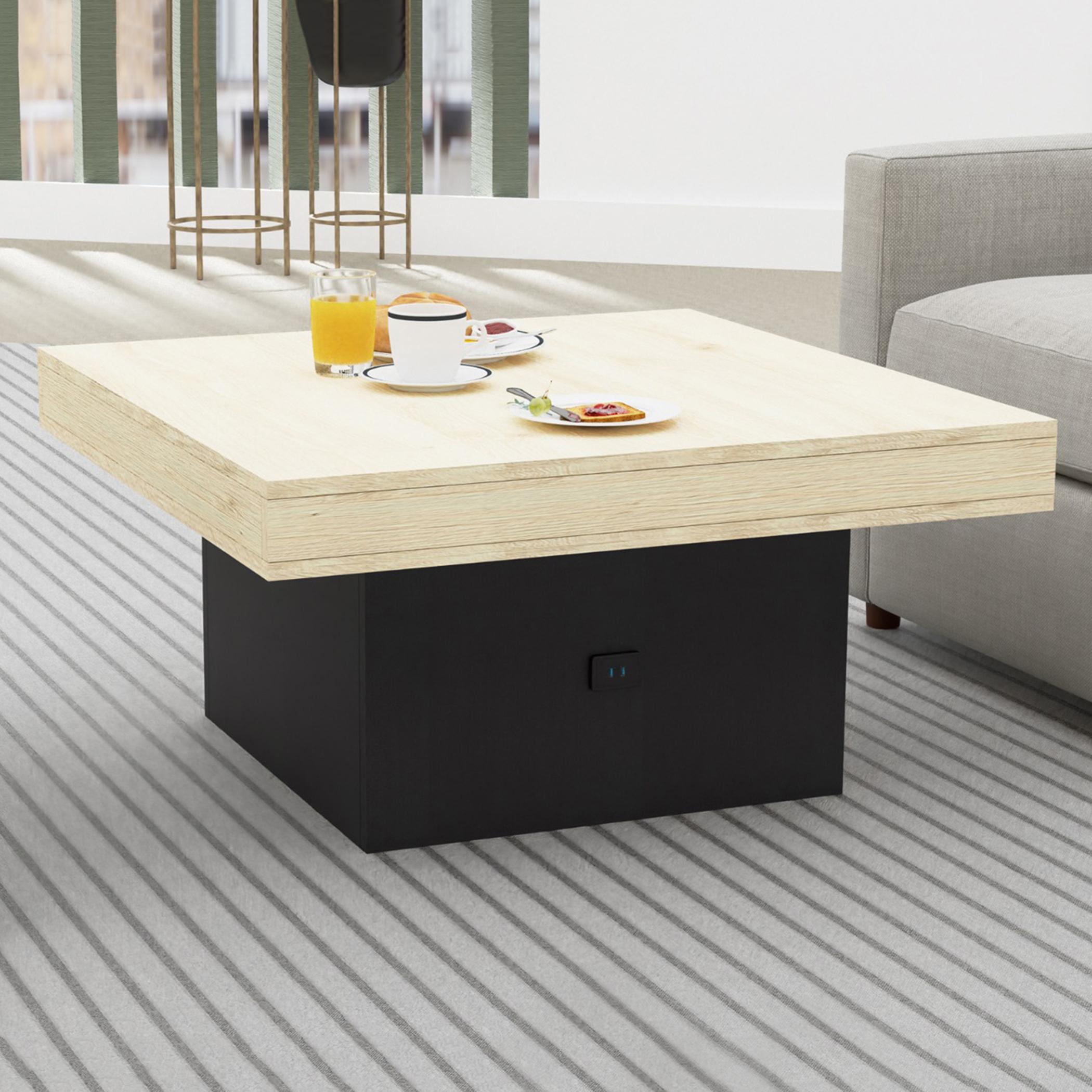 Modern Wooden Coffee Table with USB Port - 90x90x45 cm-furniture-livingroom-coffeetables-image-4