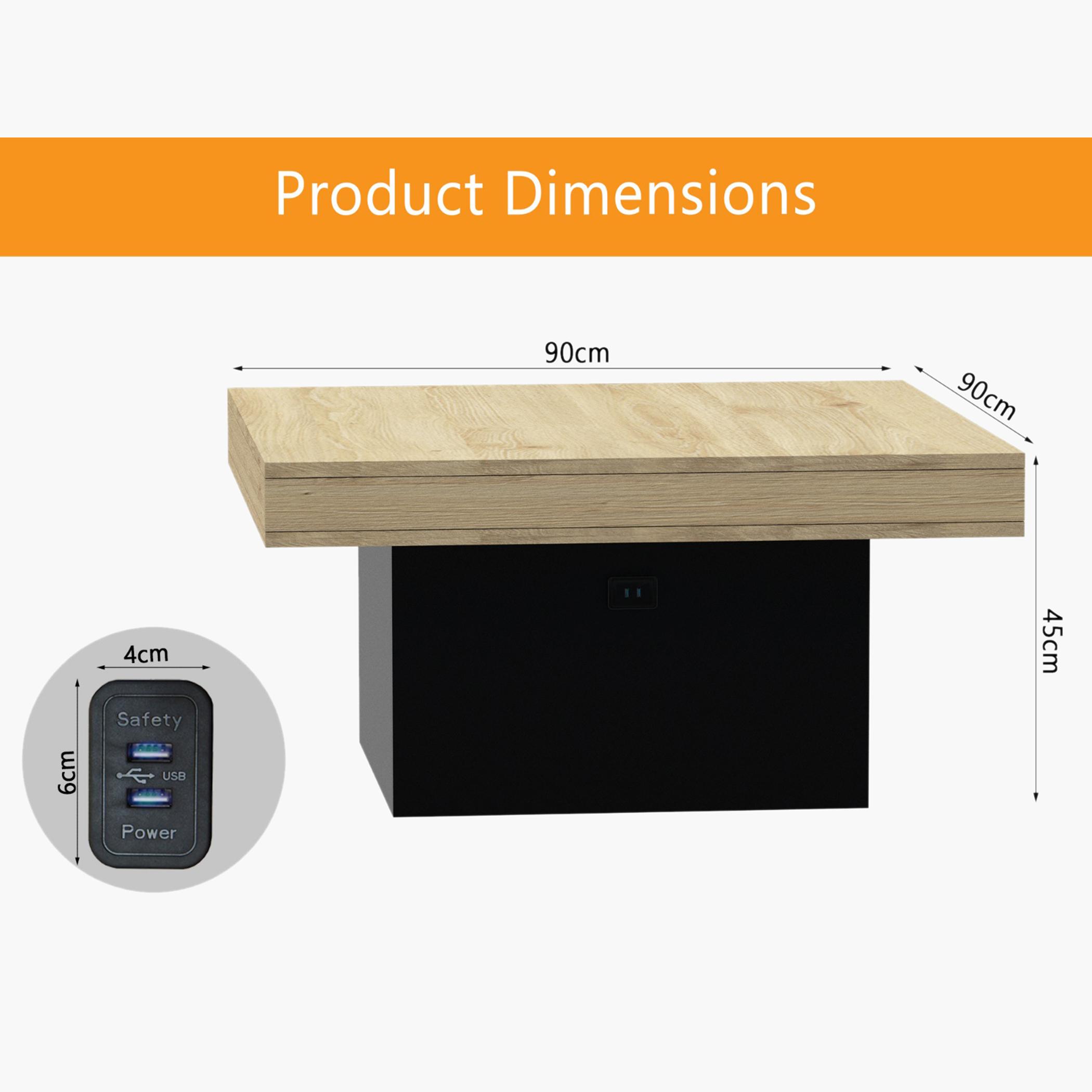 Modern Wooden Coffee Table with USB Port - 90x90x45 cm-furniture-livingroom-coffeetables-image-5