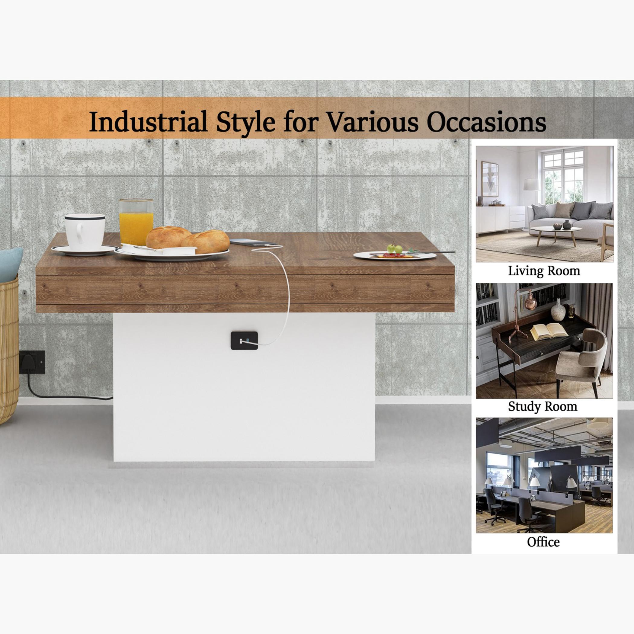 Modern Wooden Coffee Table with USB Port - 90x90x45 cm-furniture-livingroom-coffeetables-image-2