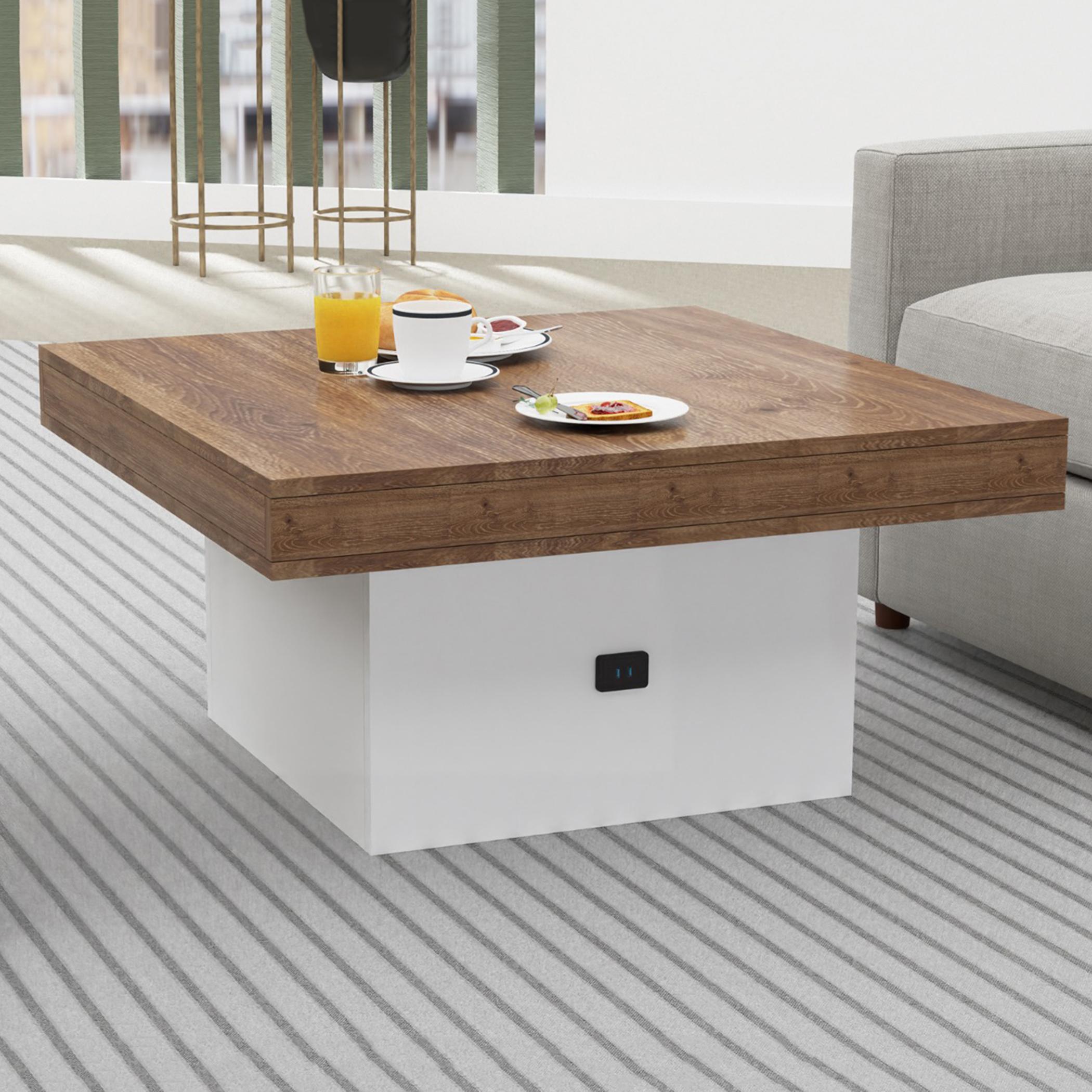 Modern Wooden Coffee Table with USB Port - 90x90x45 cm-furniture-livingroom-coffeetables-image-4