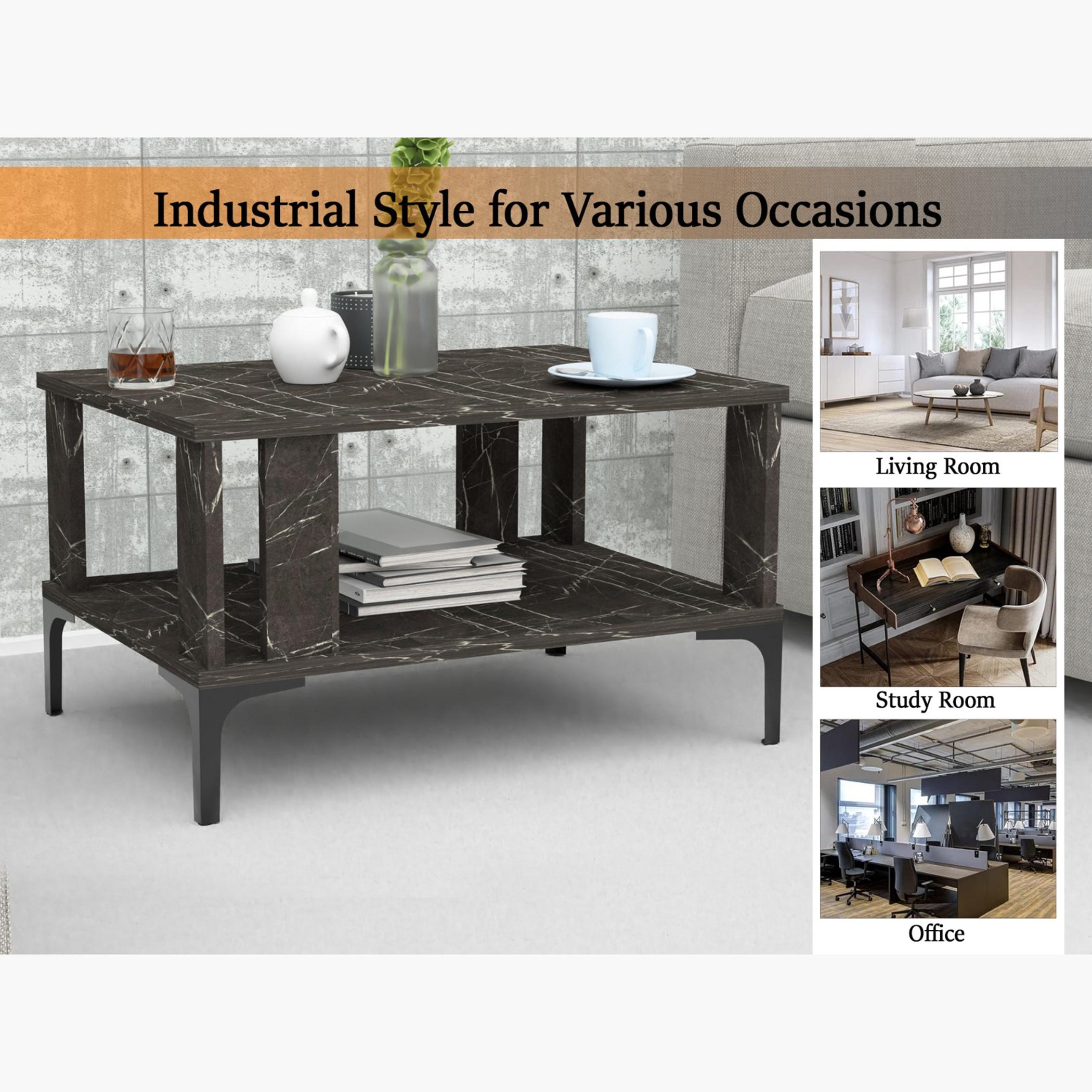 Modern Coffee Table with Storage Shelf - 70x50x40 cm-furniture-livingroom-coffeetables-image-2