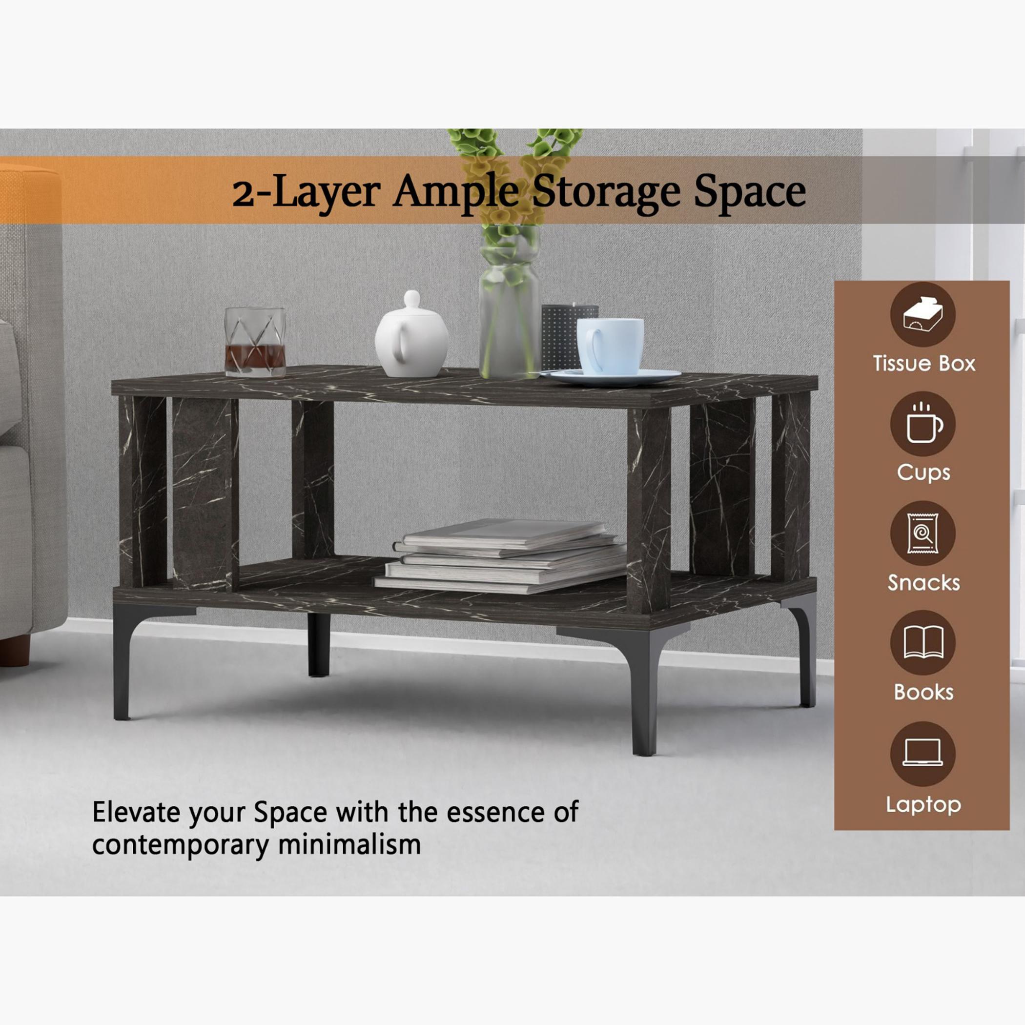 Modern Coffee Table with Storage Shelf - 70x50x40 cm-furniture-livingroom-coffeetables-image-3