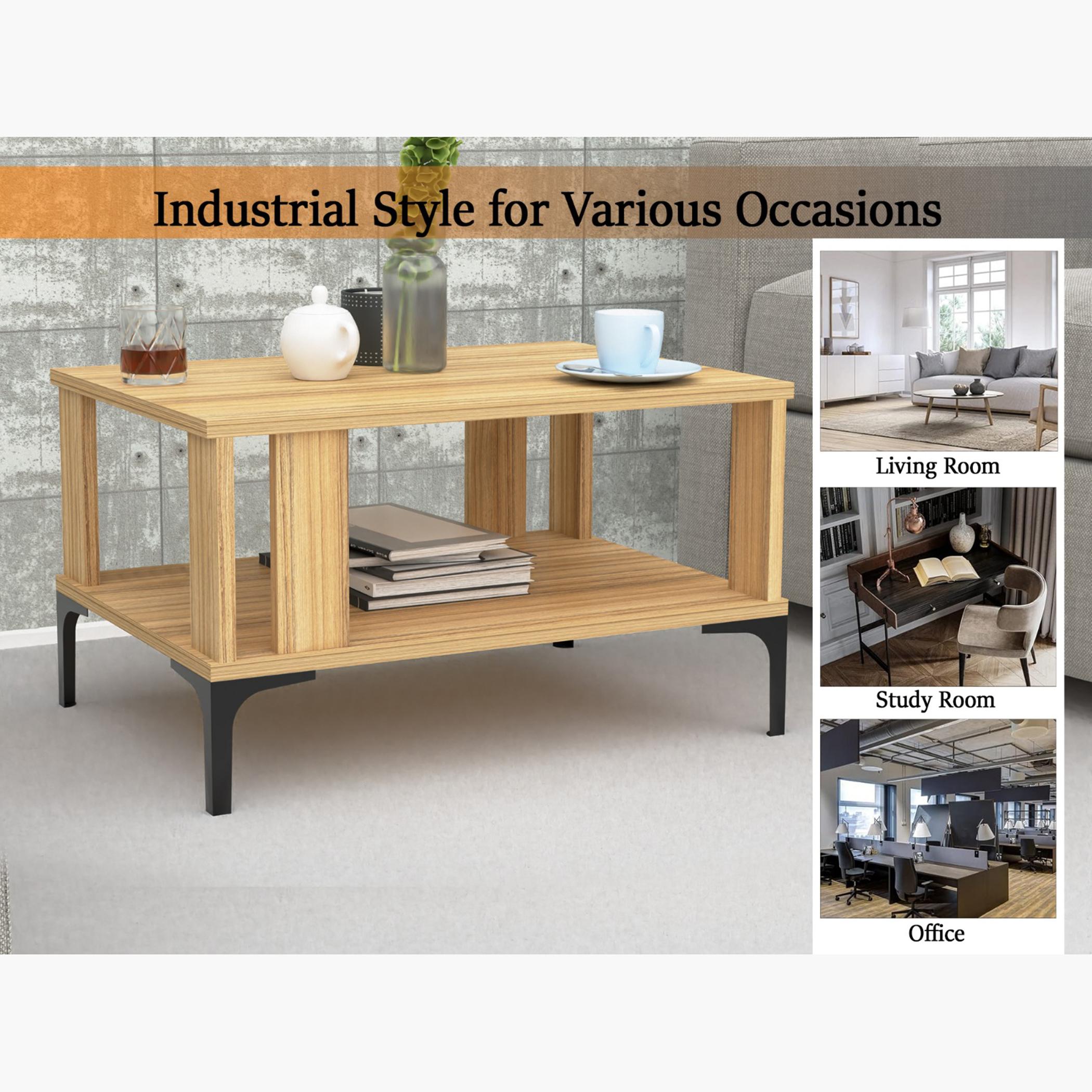 Modern Coffee Table with Storage Shelf - 70x50x40 cm-furniture-livingroom-coffeetables-image-2