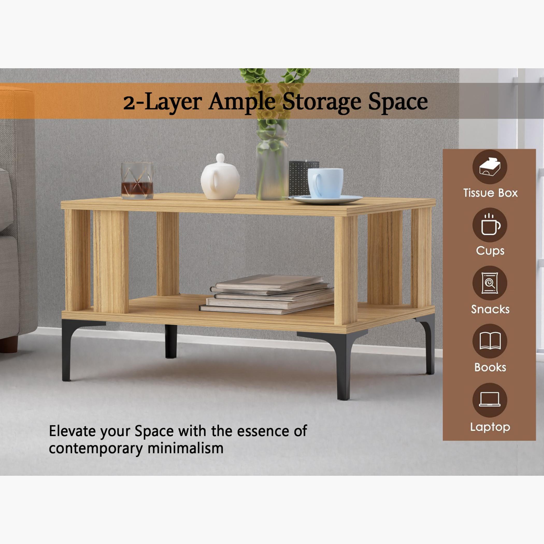 Modern Coffee Table with Storage Shelf - 70x50x40 cm-furniture-livingroom-coffeetables-image-3