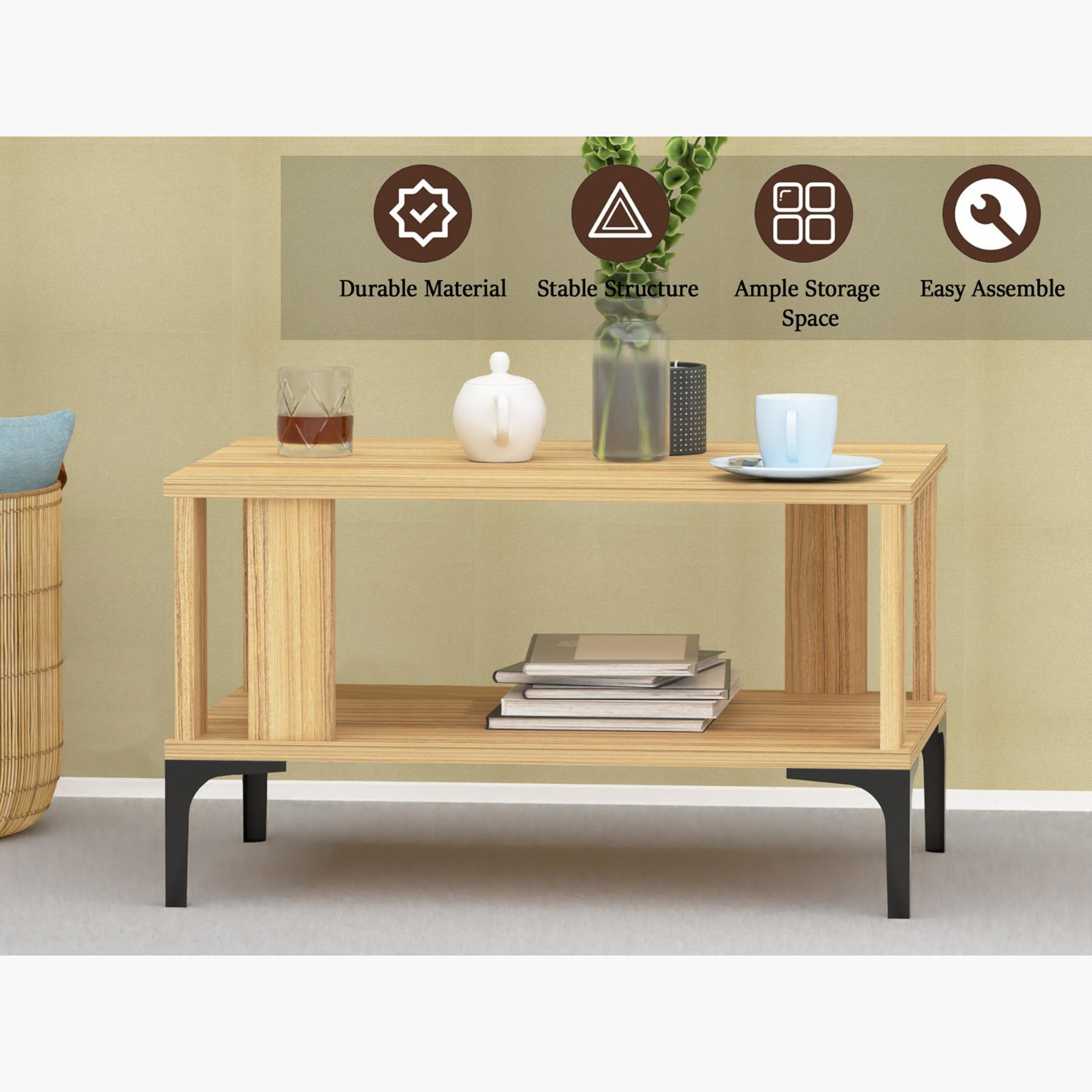 Modern Coffee Table with Storage Shelf - 70x50x40 cm-furniture-livingroom-coffeetables-image-4