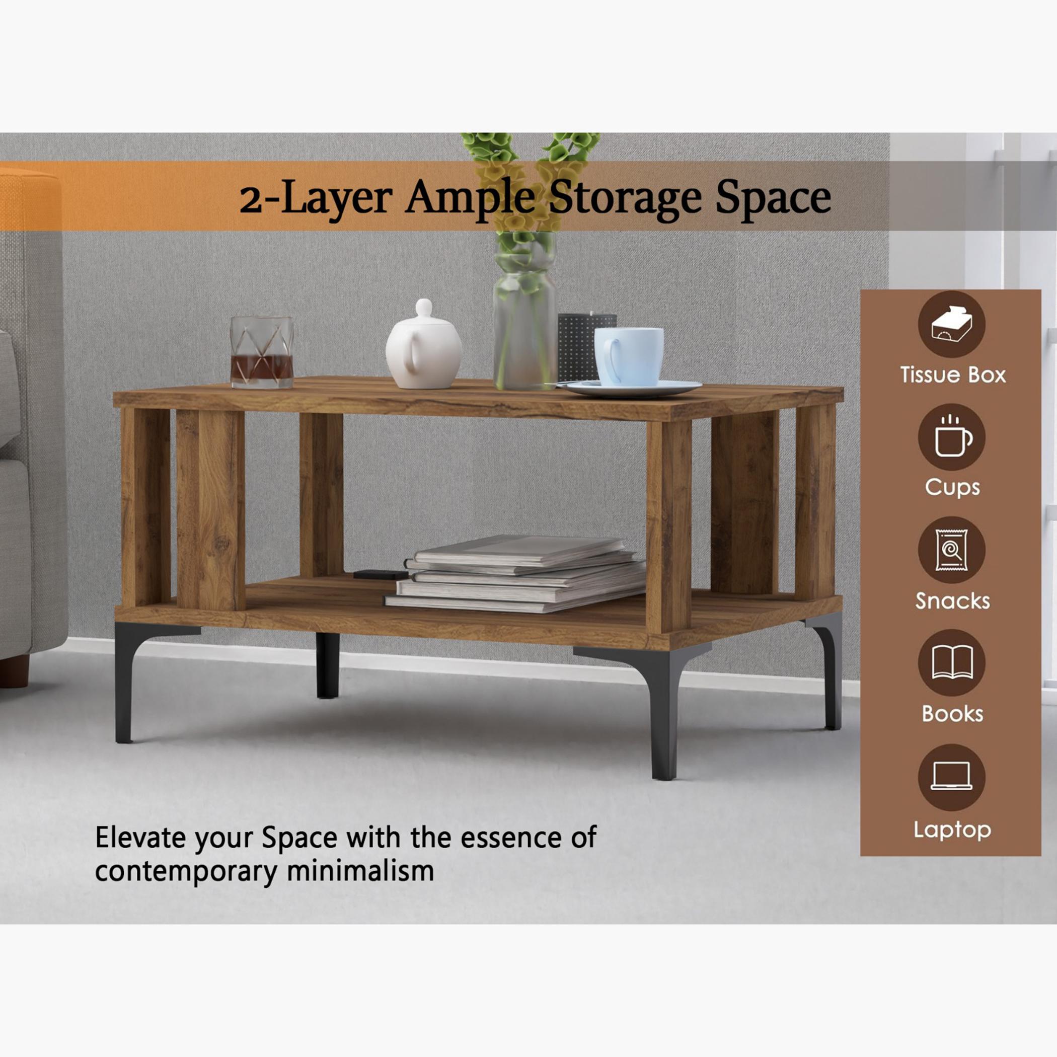 Modern Coffee Table with Storage Shelf - 70x50x40 cm-furniture-livingroom-coffeetables-image-3