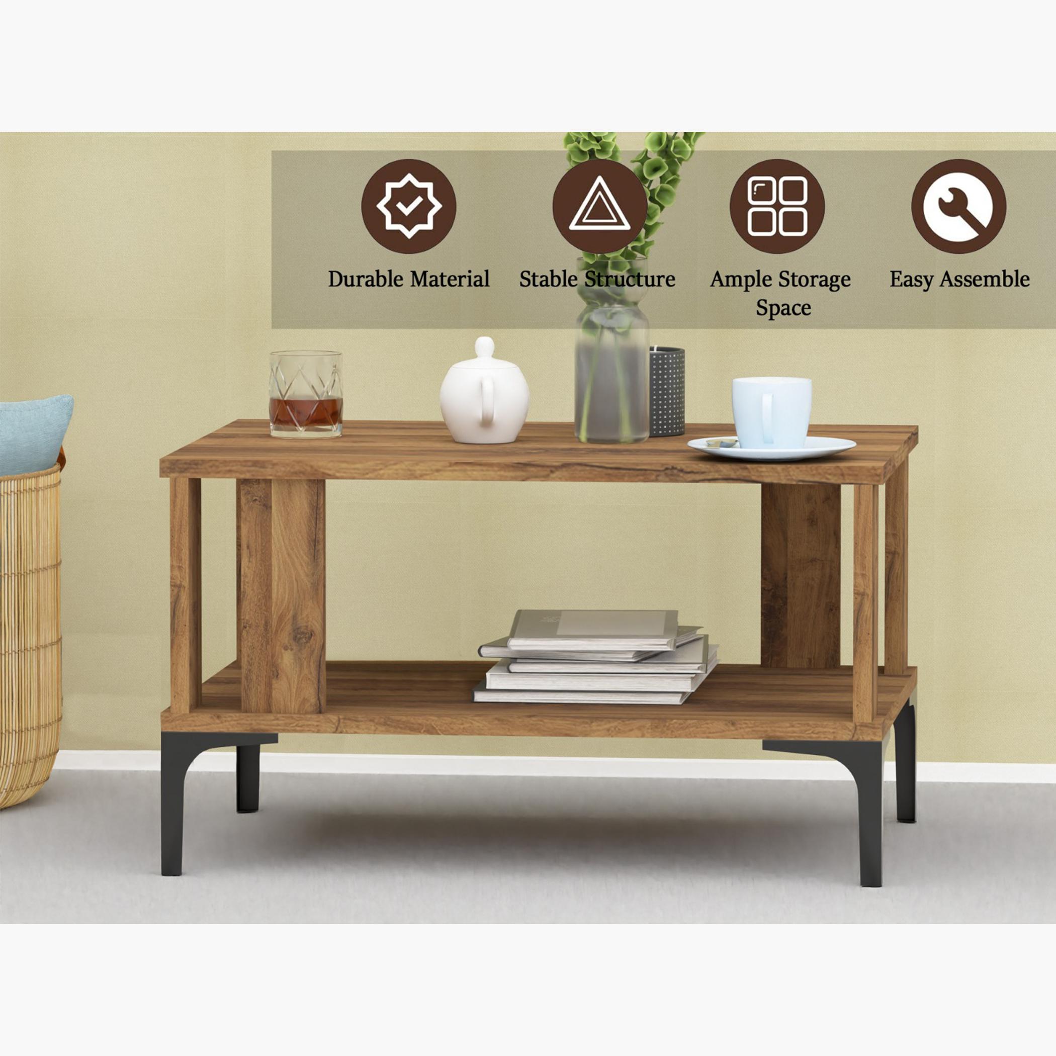 Modern Coffee Table with Storage Shelf - 70x50x40 cm-furniture-livingroom-coffeetables-image-4
