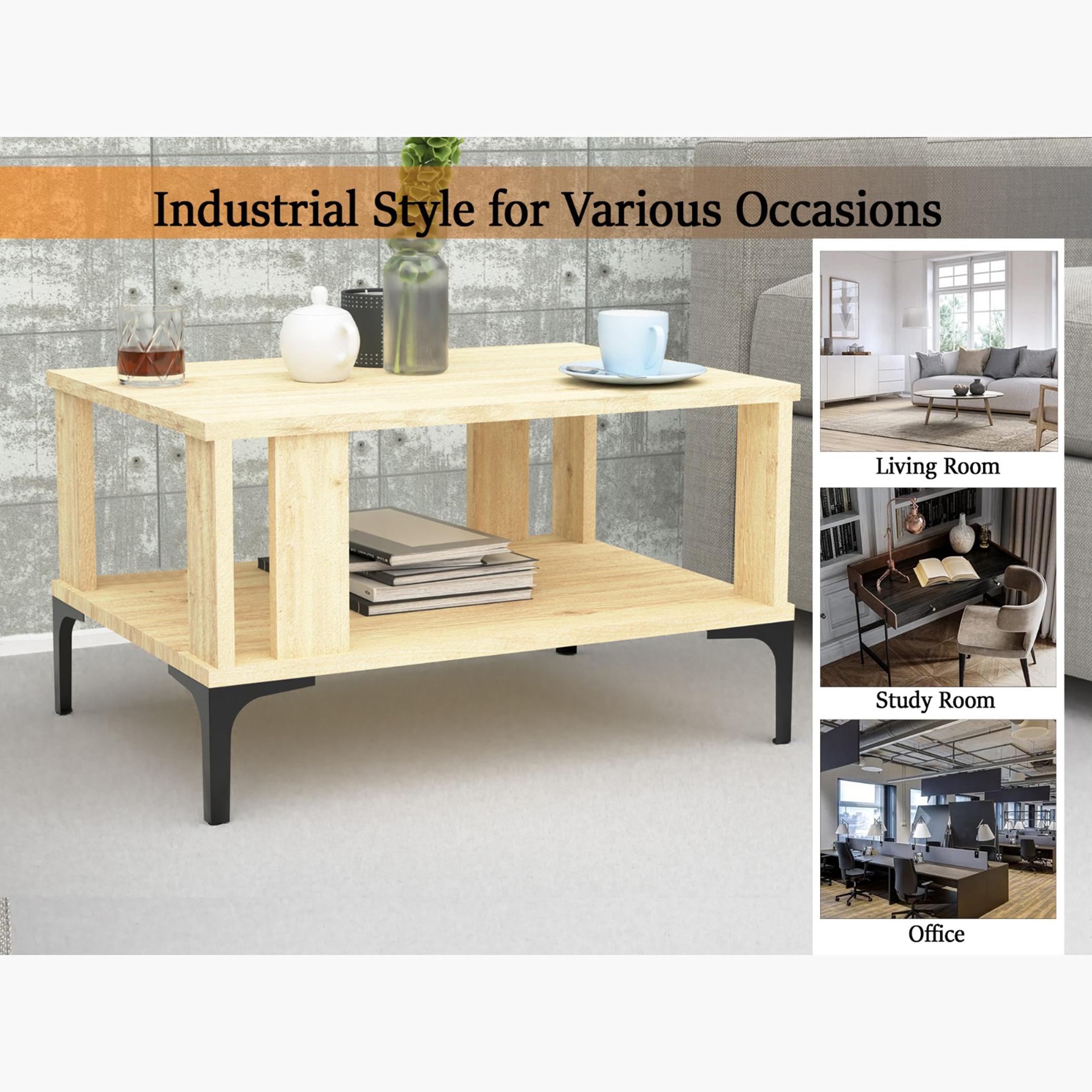 Modern Coffee Table with Storage Shelf - 70x50x40 cm-furniture-livingroom-coffeetables-image-2