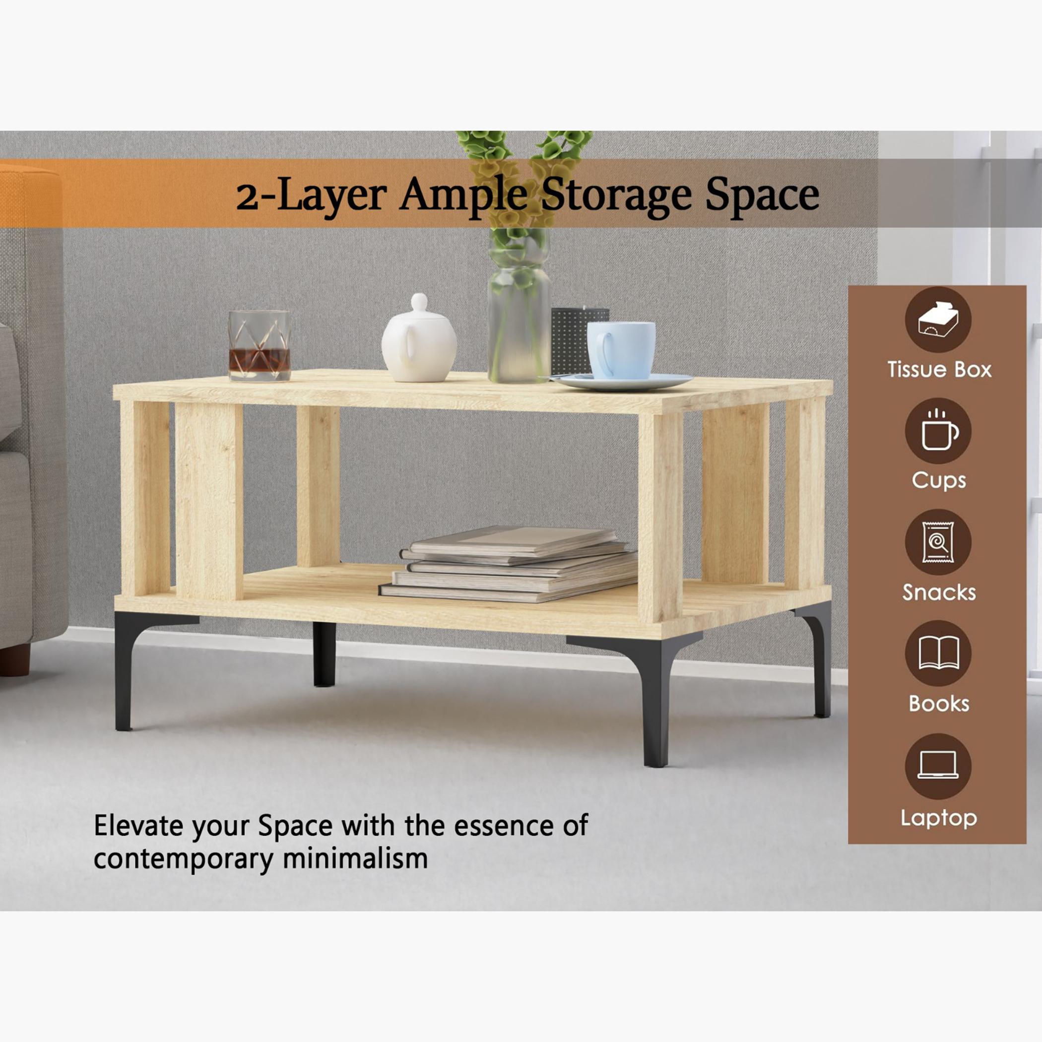 Modern Coffee Table with Storage Shelf - 70x50x40 cm-furniture-livingroom-coffeetables-image-3