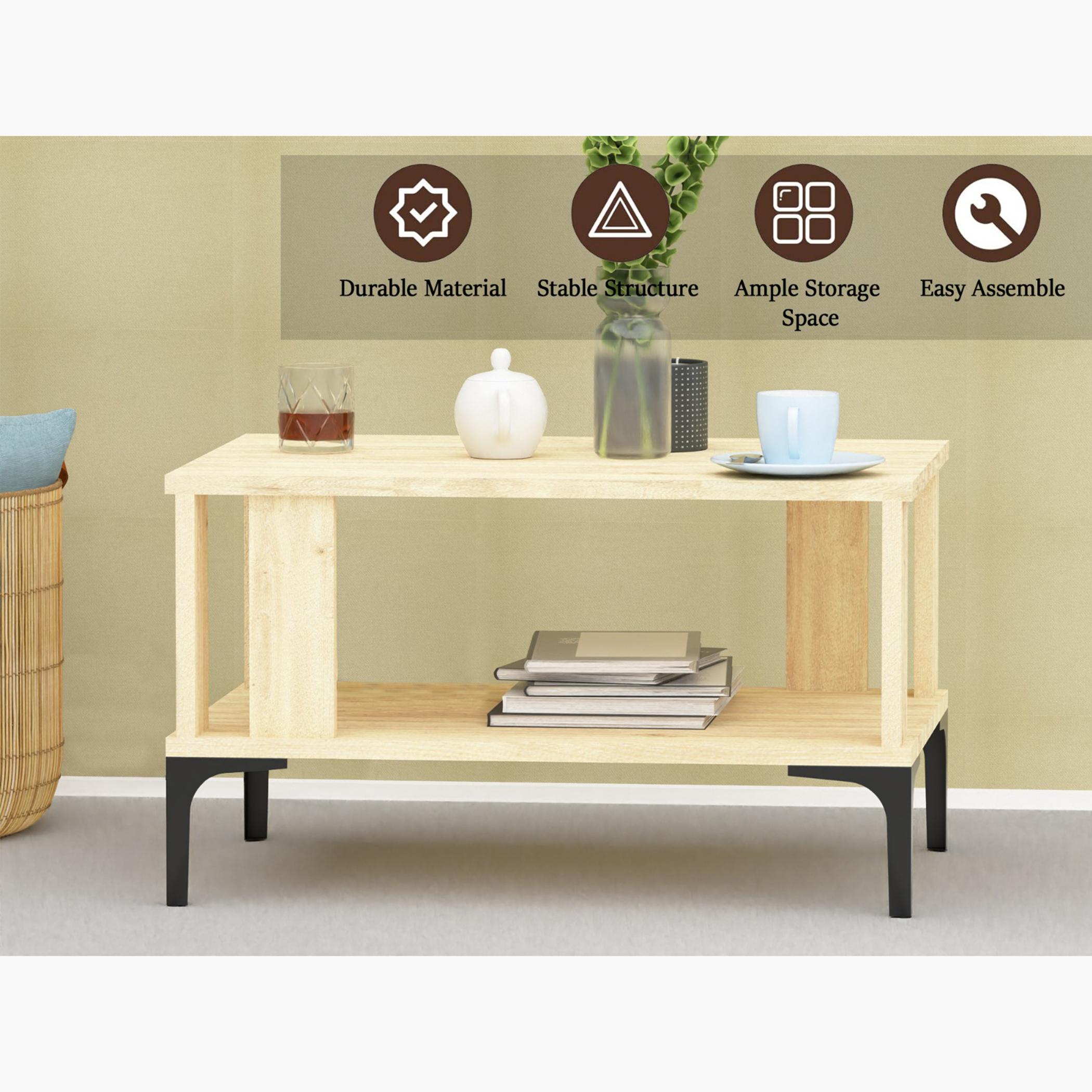 Modern Coffee Table with Storage Shelf - 70x50x40 cm-furniture-livingroom-coffeetables-image-4