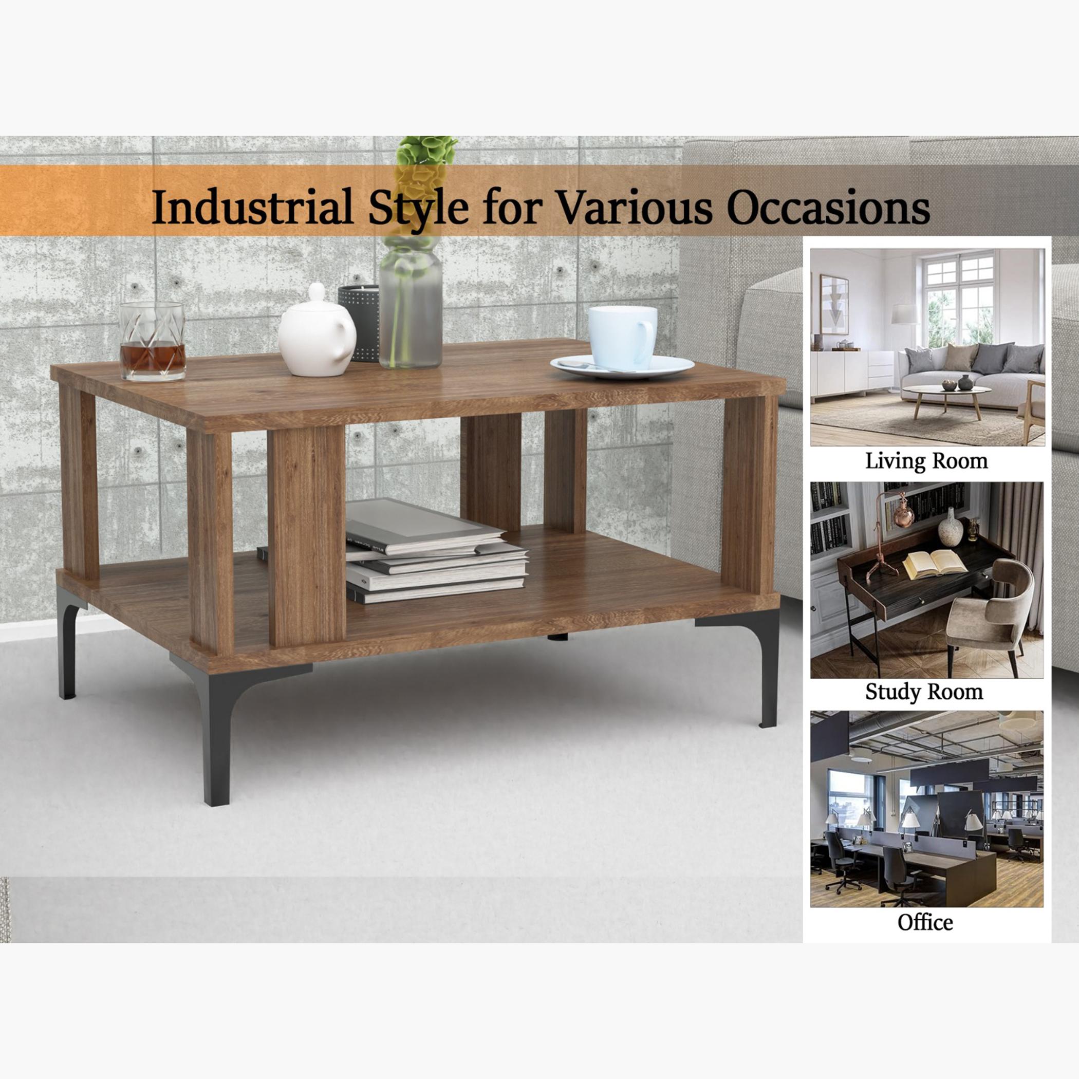 Modern Coffee Table with Storage Shelf - 70x50x40 cm-furniture-livingroom-coffeetables-image-2
