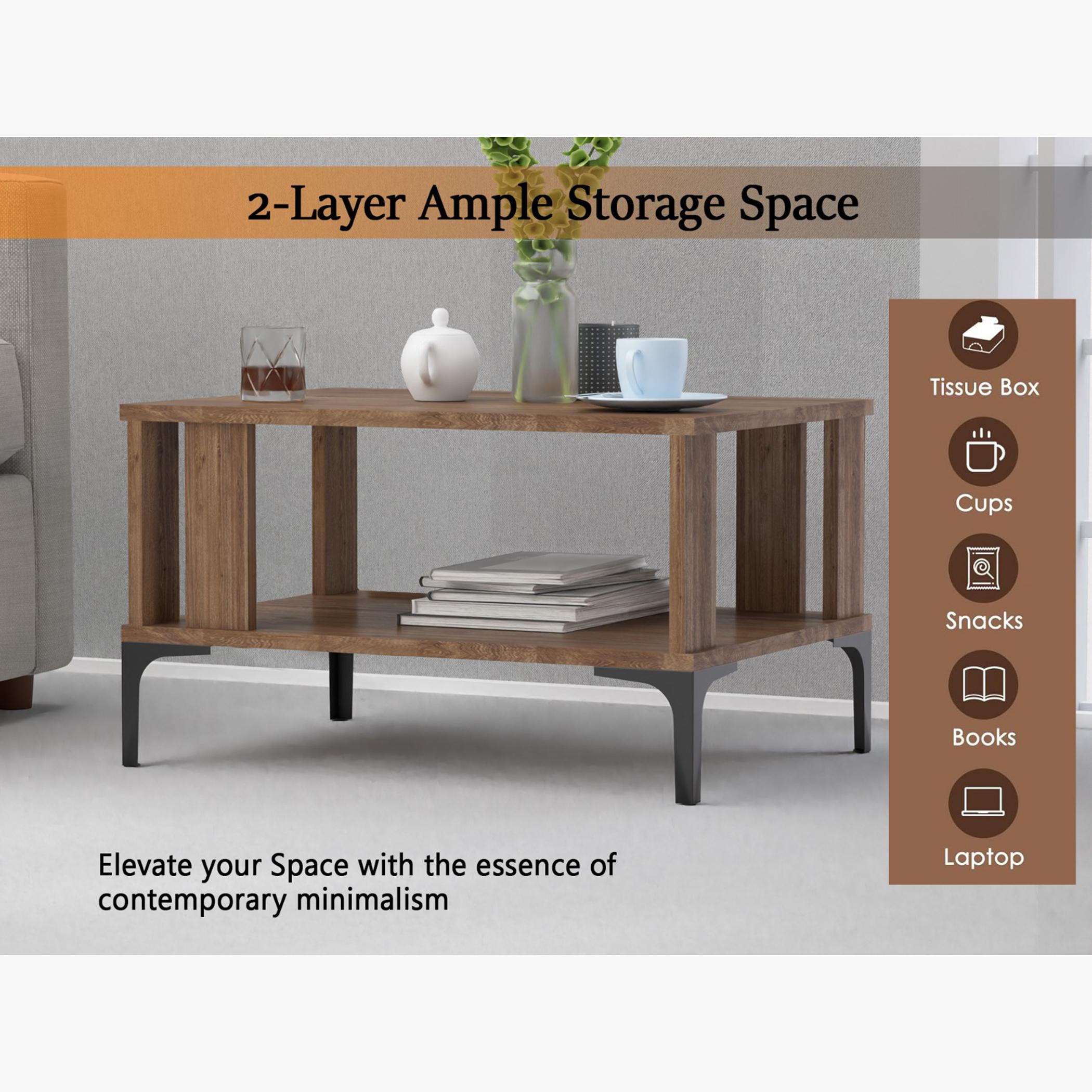 Modern Coffee Table with Storage Shelf - 70x50x40 cm-furniture-livingroom-coffeetables-image-3