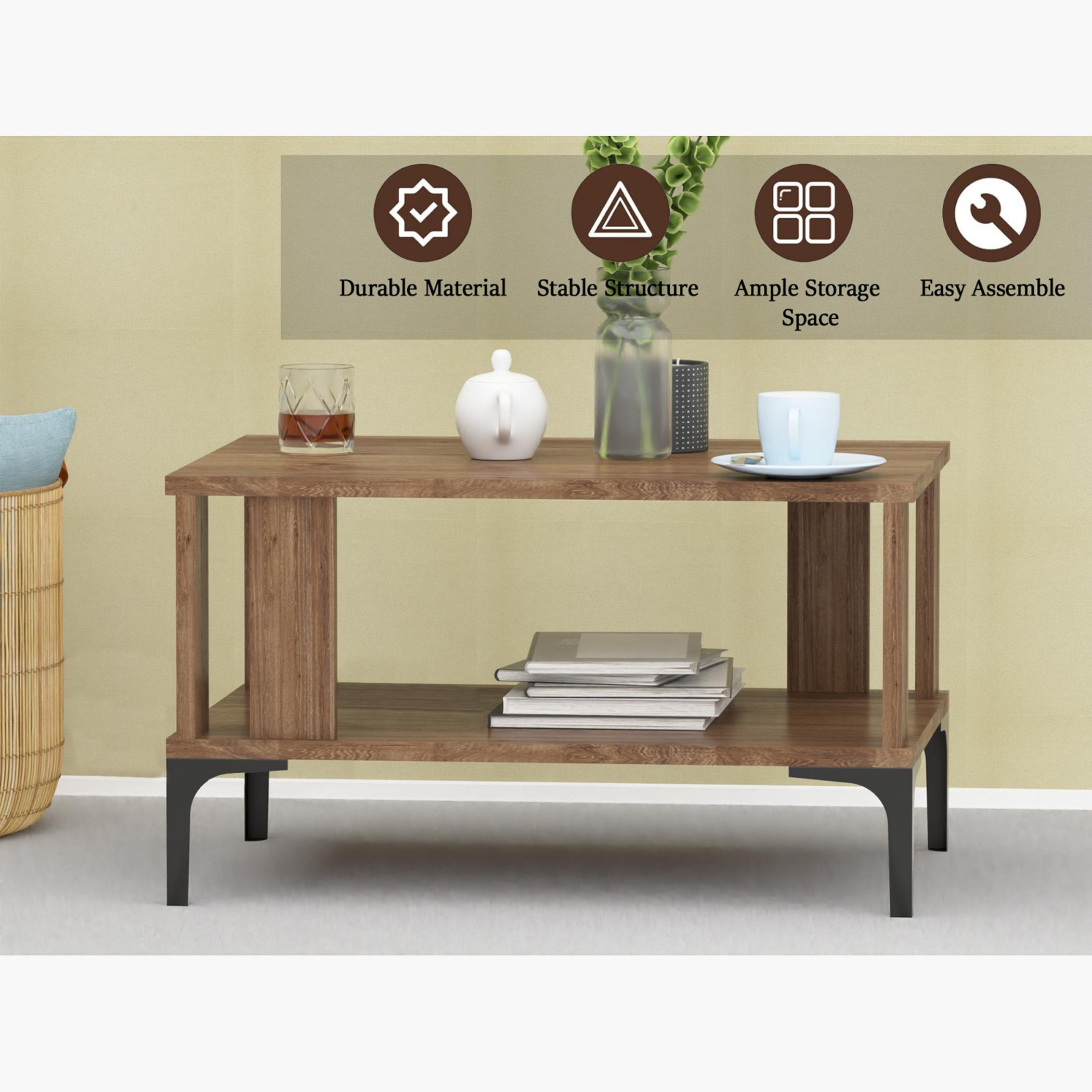 Modern Coffee Table with Storage Shelf - 70x50x40 cm-furniture-livingroom-coffeetables-image-4