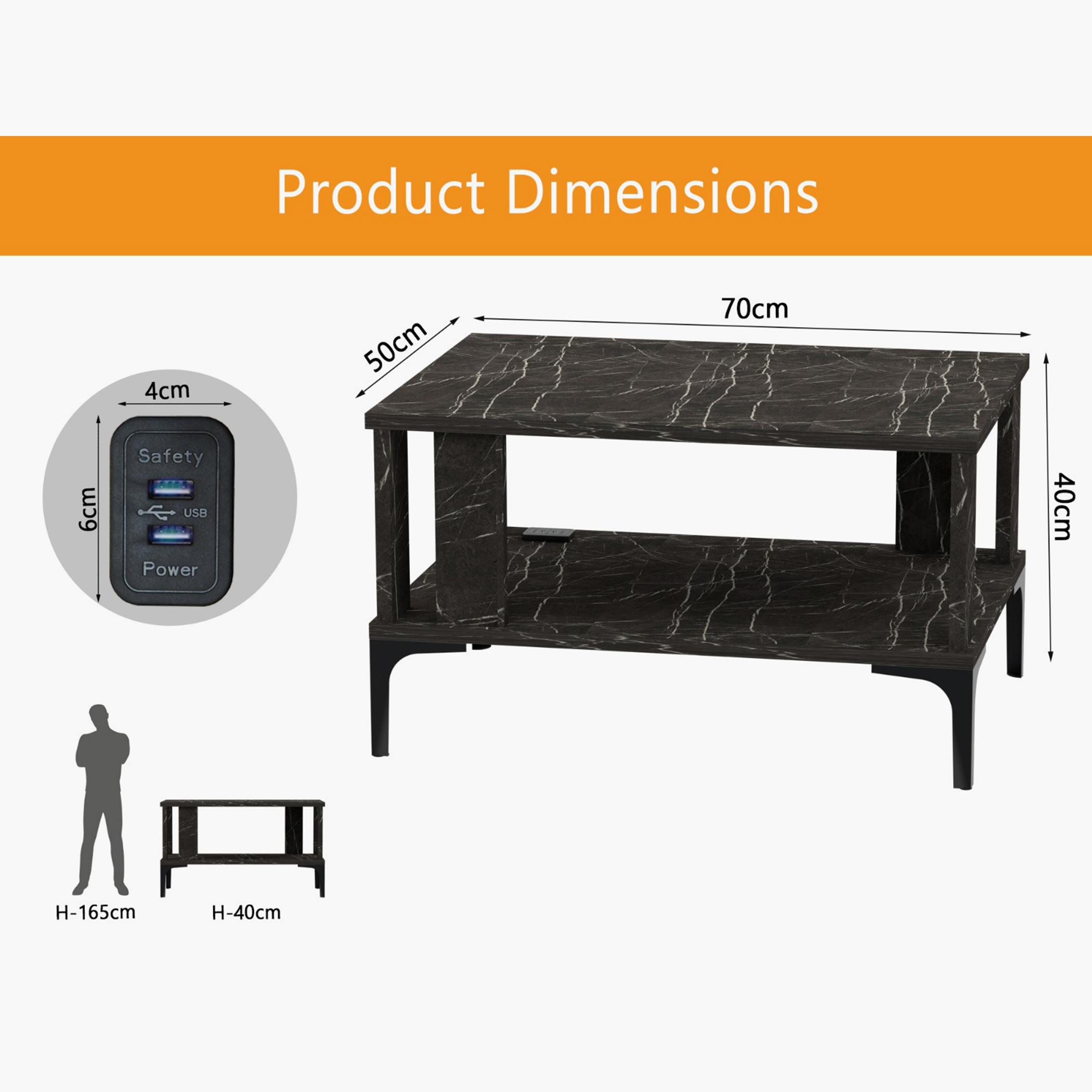 طاولة قهوة حديثة مع منفذ يو إس بي ورف تخزين من ماهمايي- 70×50×40 سم-furniture-livingroom-coffeetables-image-5