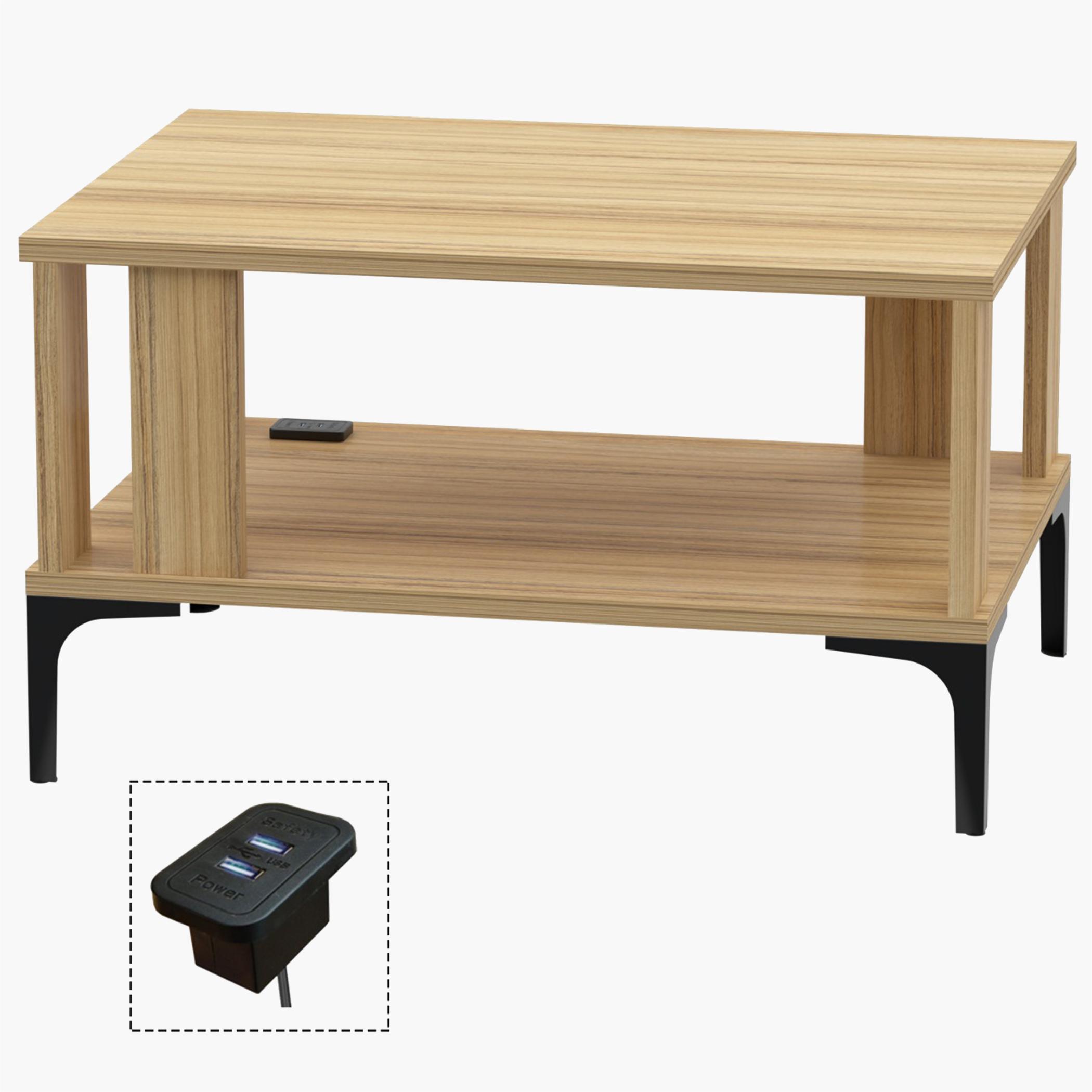 Modern Coffee Table with USB Port and Storage Shelf - 70x50x40 cm-furniture-livingroom-coffeetables-image-1
