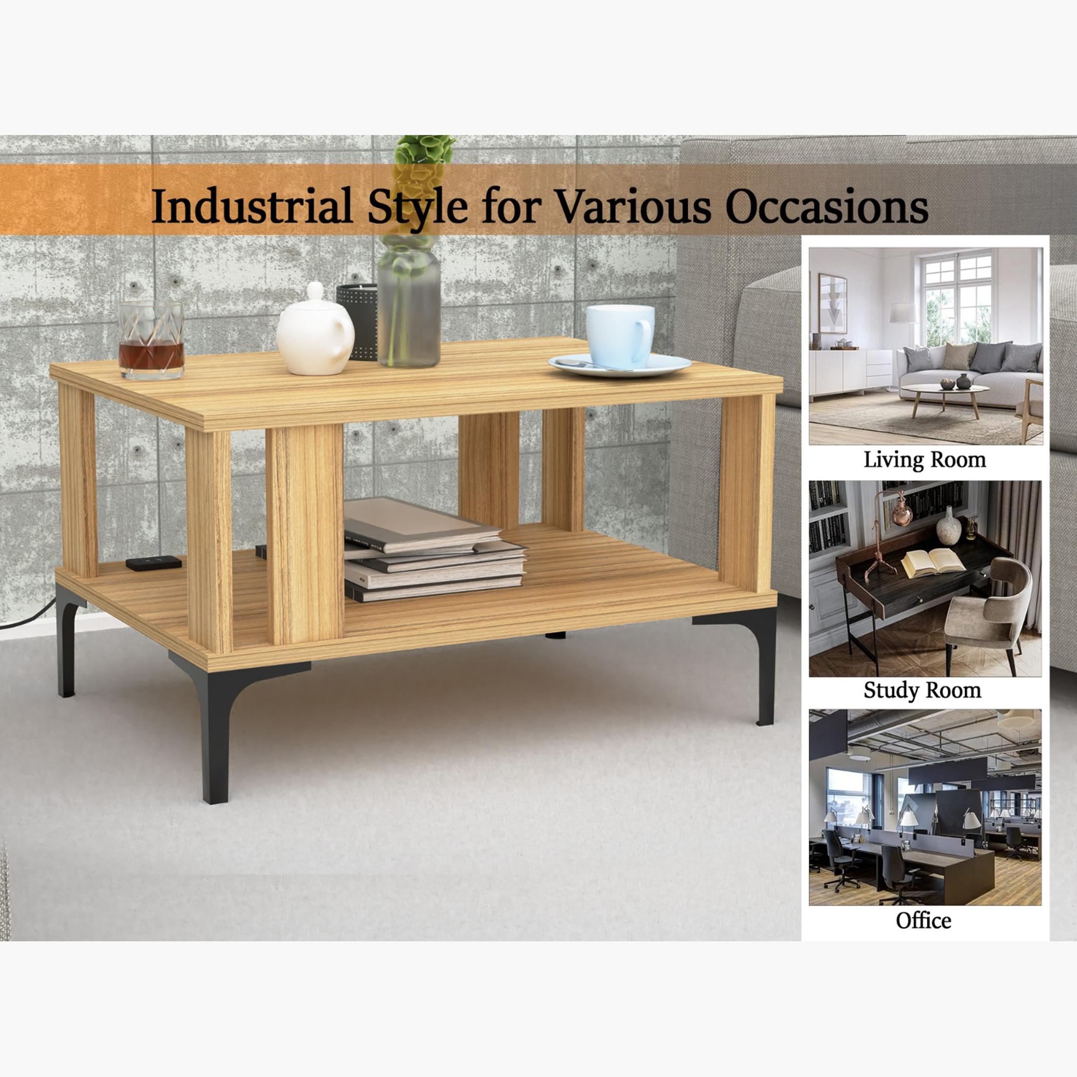 Modern Coffee Table with USB Port and Storage Shelf - 70x50x40 cm-furniture-livingroom-coffeetables-image-2