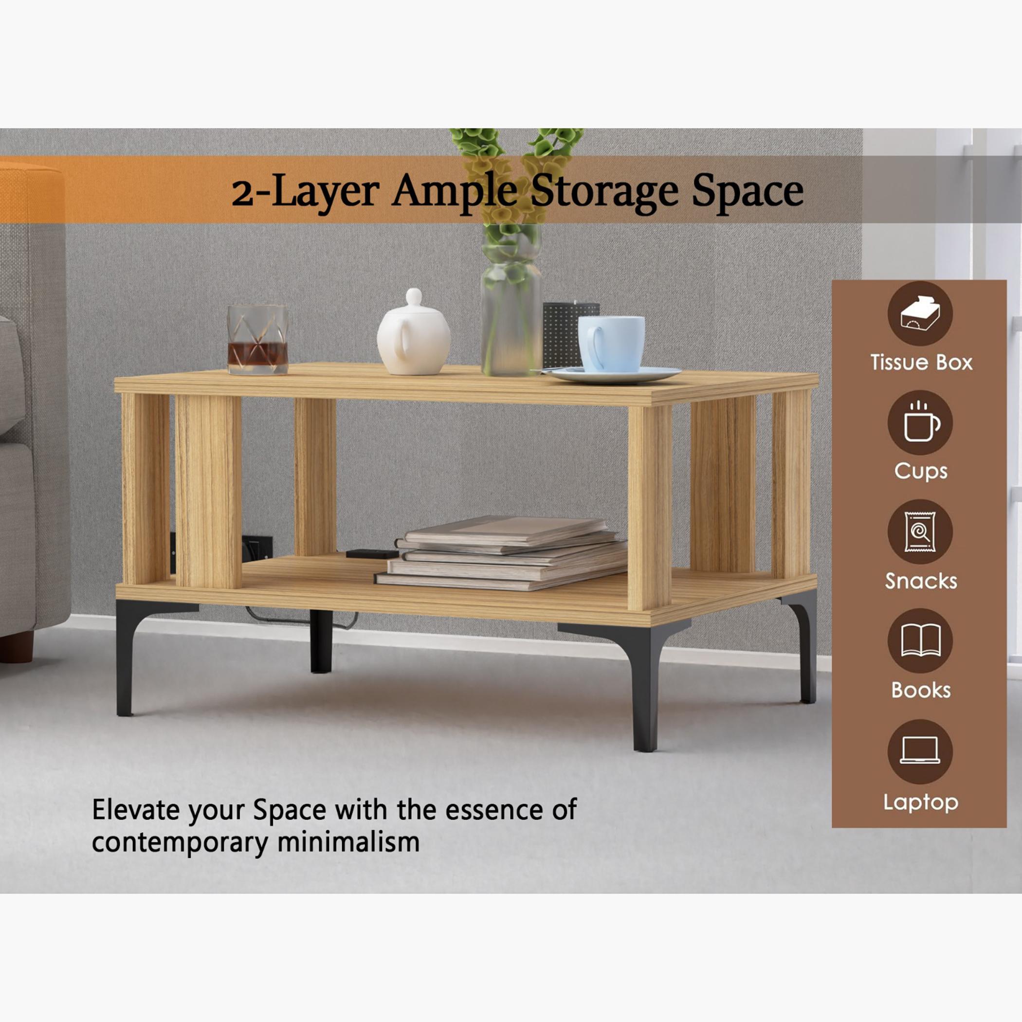 Modern Coffee Table with USB Port and Storage Shelf - 70x50x40 cm-furniture-livingroom-coffeetables-image-3
