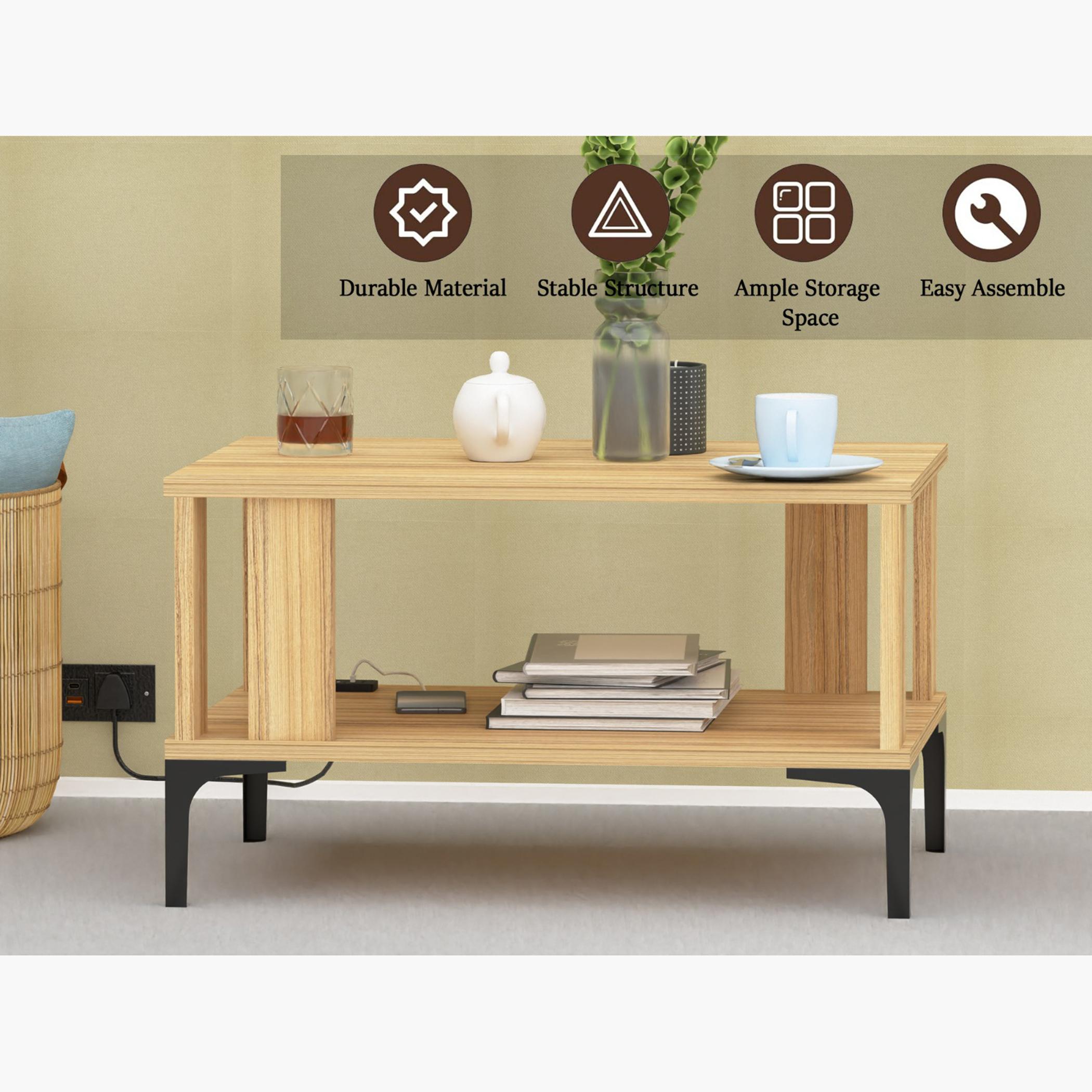 Modern Coffee Table with USB Port and Storage Shelf - 70x50x40 cm-furniture-livingroom-coffeetables-image-4