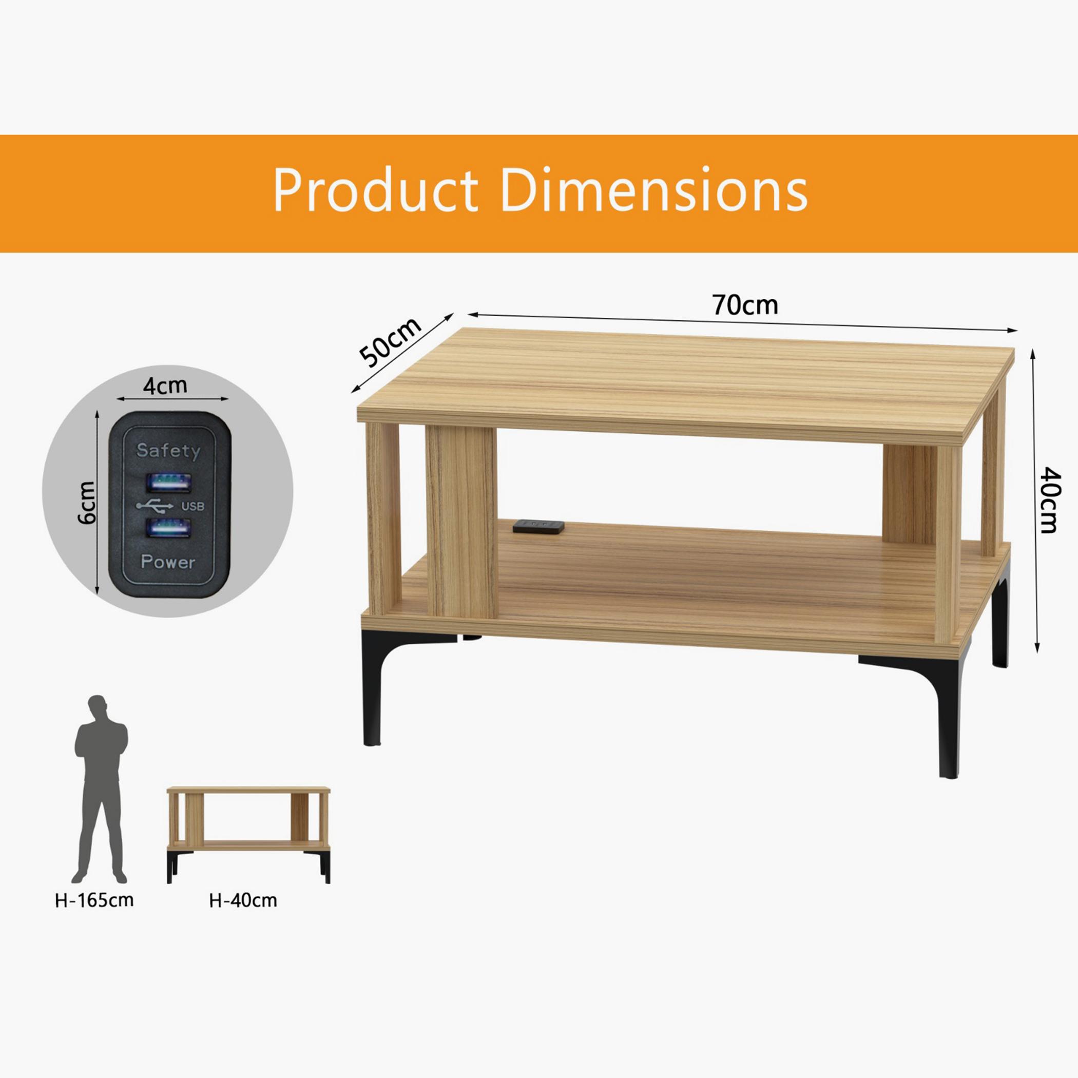 Modern Coffee Table with USB Port and Storage Shelf - 70x50x40 cm-furniture-livingroom-coffeetables-image-5