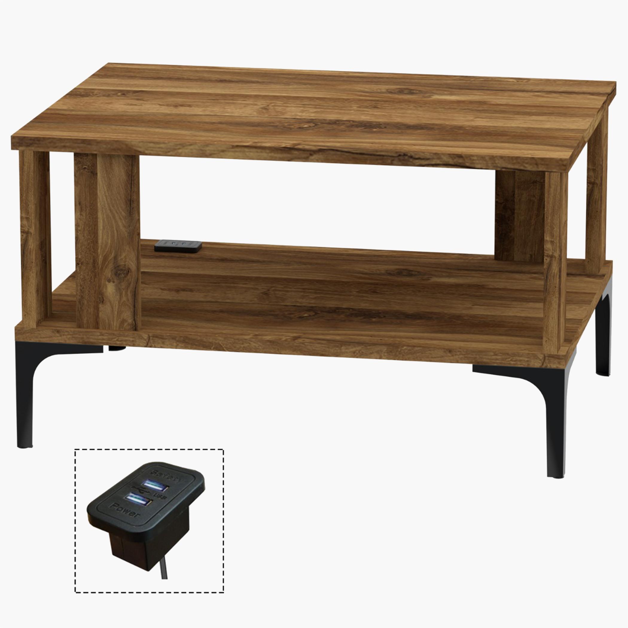 Modern Coffee Table with USB Port and Storage Shelf - 70x50x40 cm-furniture-livingroom-coffeetables-image-1