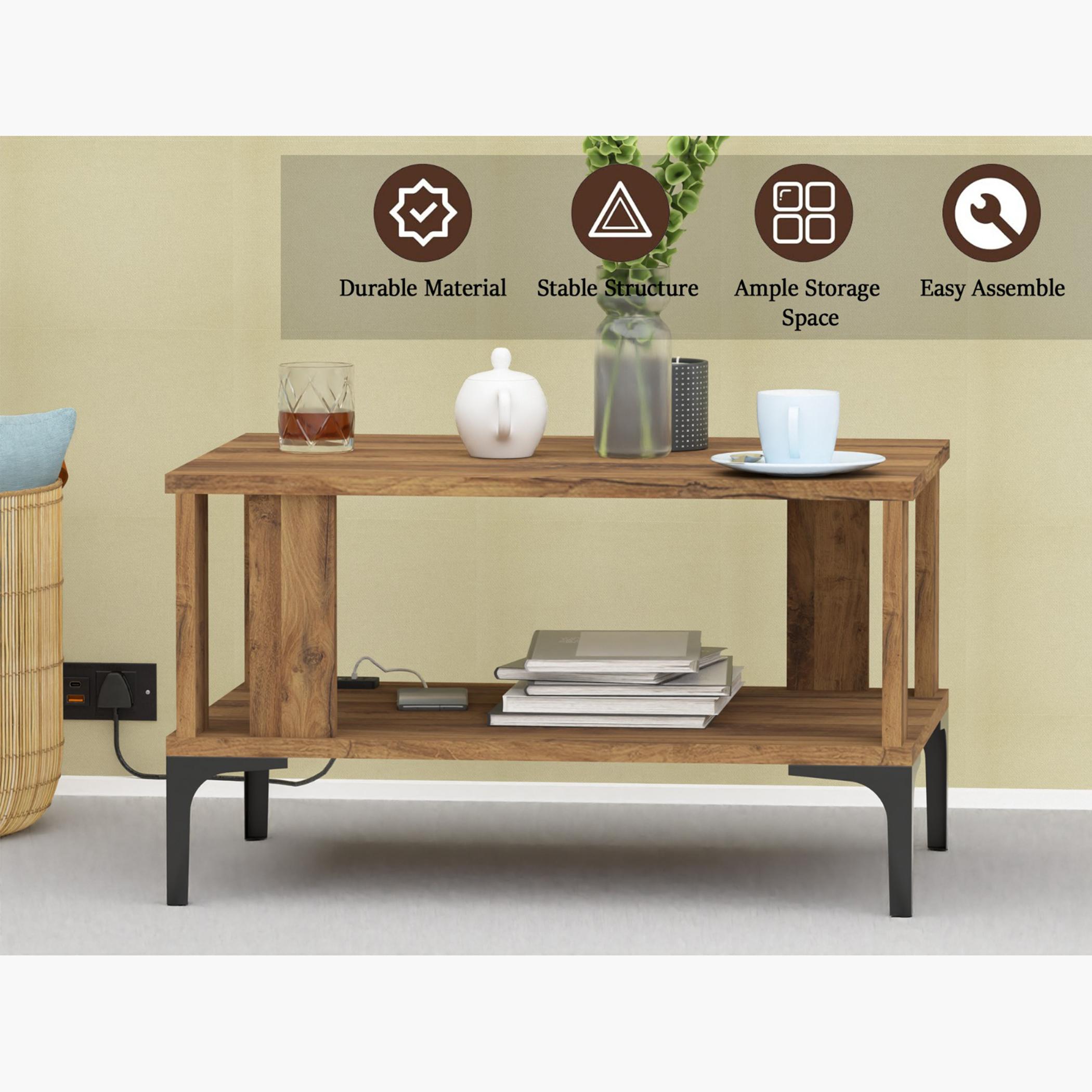 Modern Coffee Table with USB Port and Storage Shelf - 70x50x40 cm-furniture-livingroom-coffeetables-image-4
