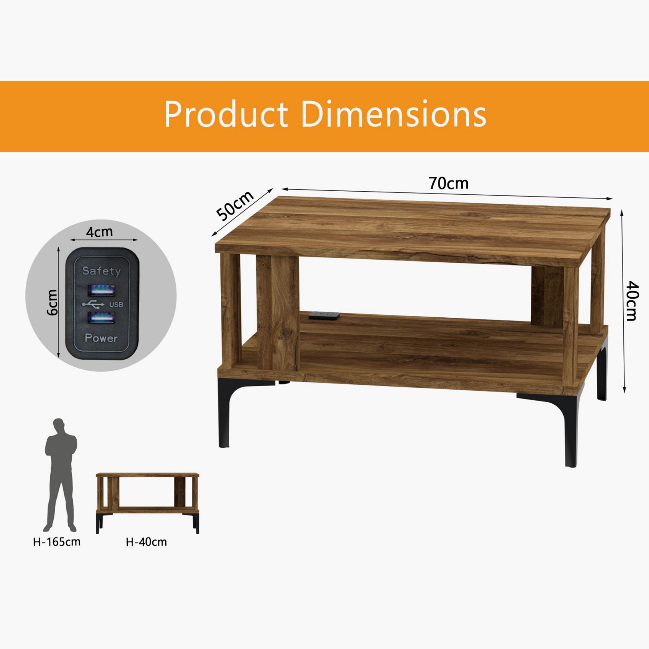 Modern Coffee Table with USB Port and Storage Shelf - 70x50x40 cm-furniture-livingroom-coffeetables-image-5