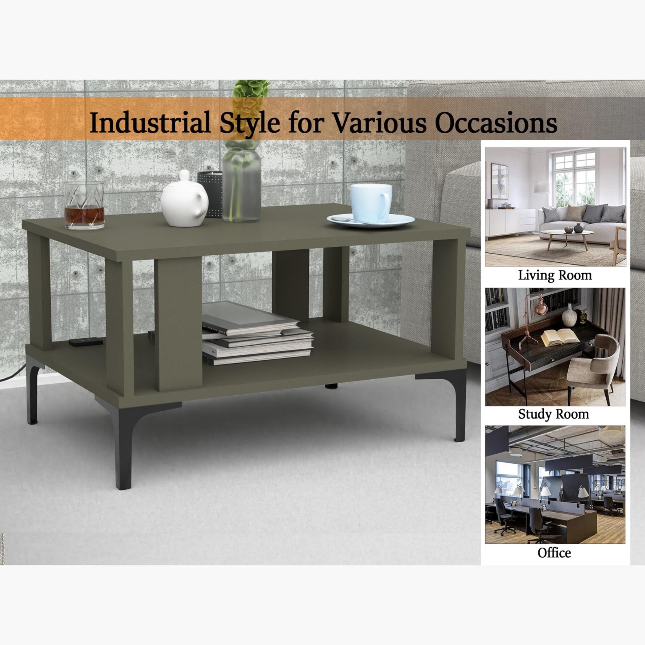 Modern Coffee Table with USB Port and Storage Shelf - 70x50x40 cm-furniture-livingroom-coffeetables-image-2