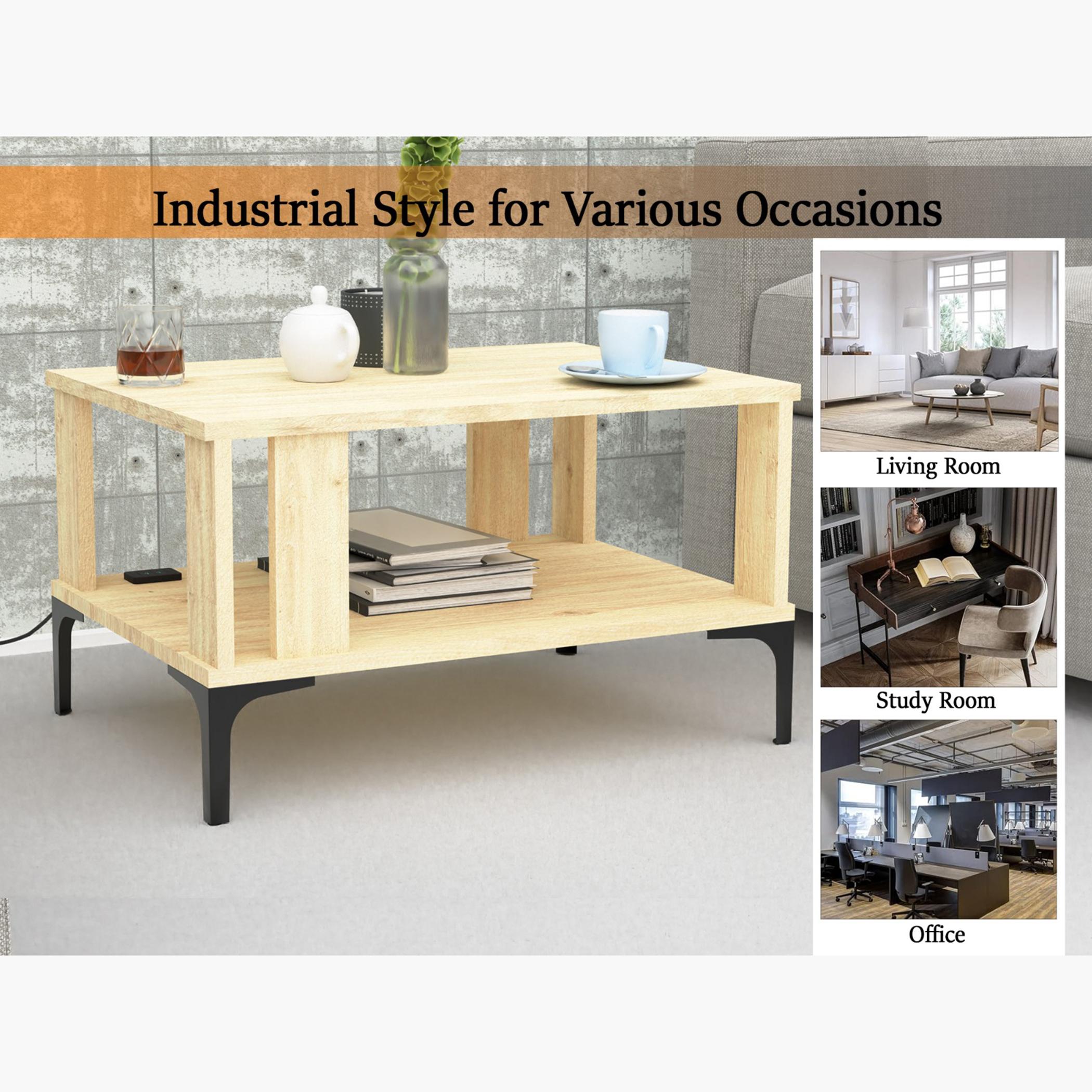 Modern Coffee Table with USB Port and Storage Shelf - 70x50x40 cm-furniture-livingroom-coffeetables-image-2
