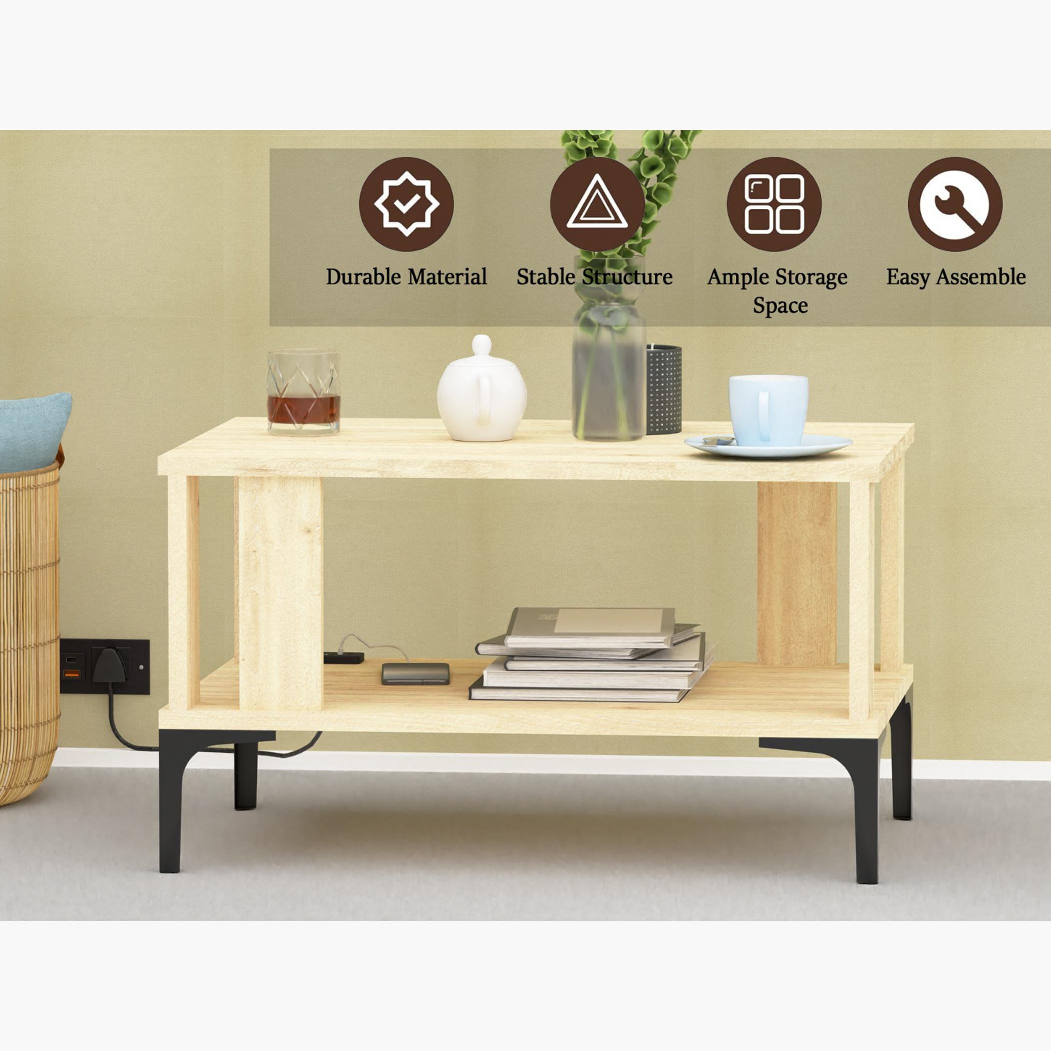 Modern Coffee Table with USB Port and Storage Shelf - 70x50x40 cm-furniture-livingroom-coffeetables-image-4