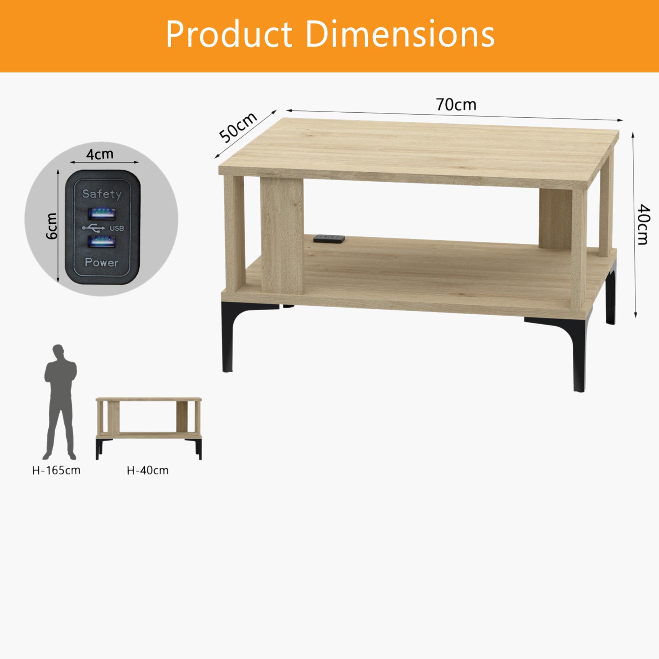 Modern Coffee Table with USB Port and Storage Shelf - 70x50x40 cm-furniture-livingroom-coffeetables-image-5