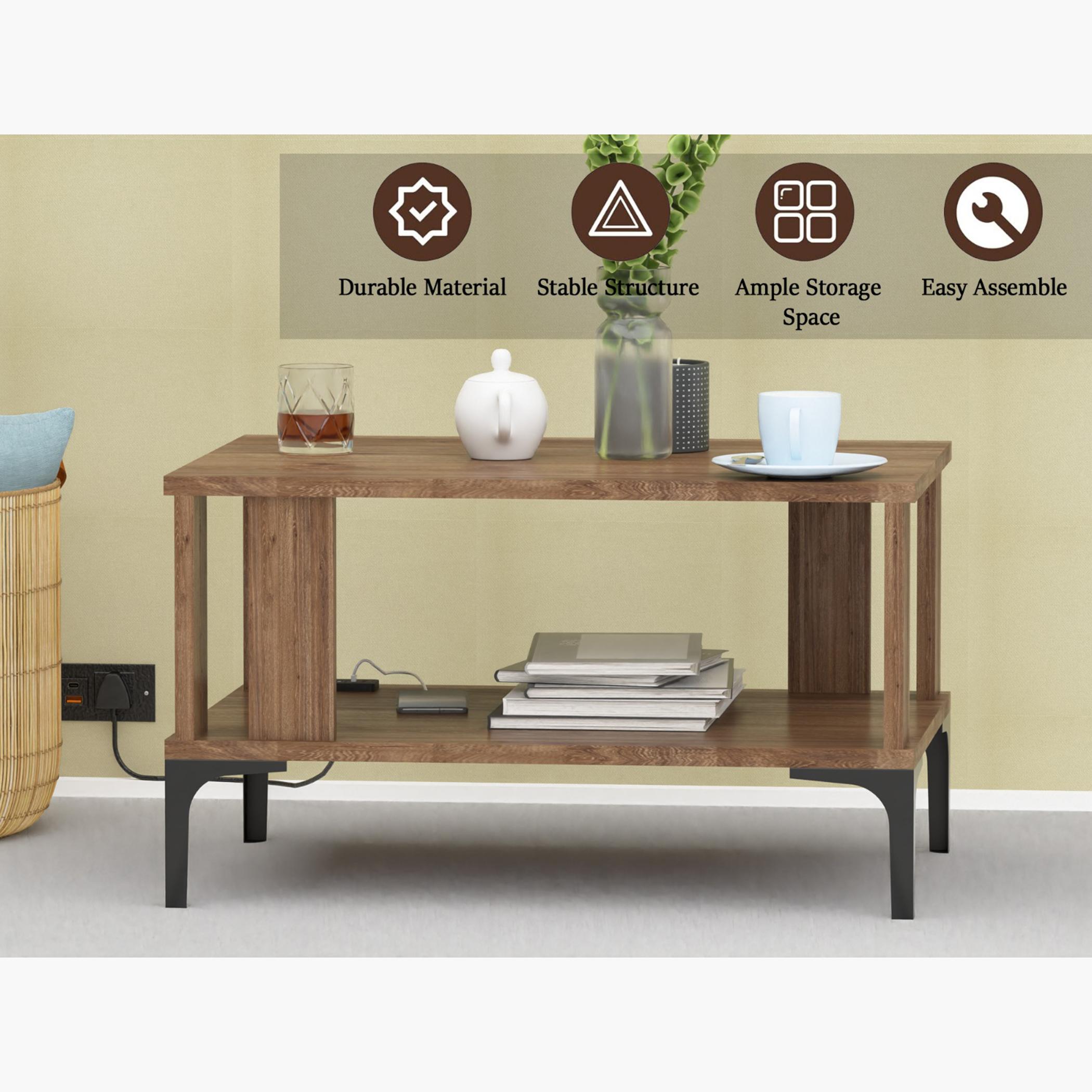 Modern Coffee Table with USB Port and Storage Shelf - 70x50x40 cm-furniture-livingroom-coffeetables-image-4