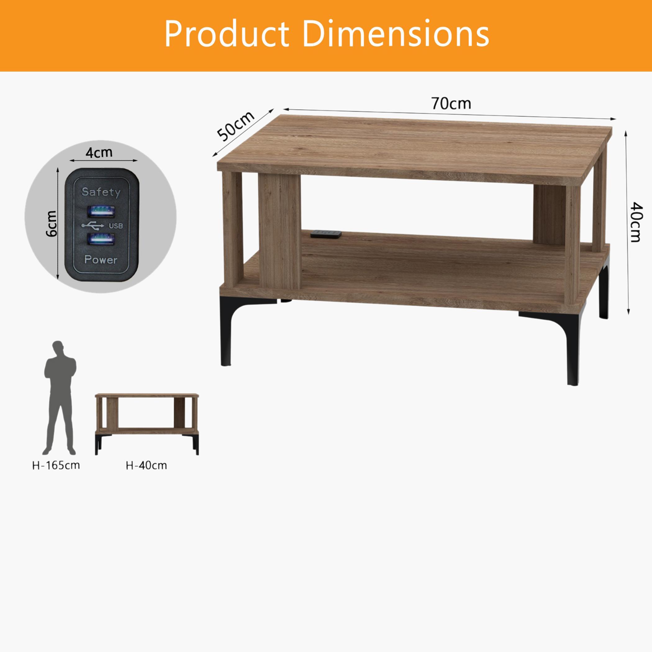 Modern Coffee Table with USB Port and Storage Shelf - 70x50x40 cm-furniture-livingroom-coffeetables-image-5