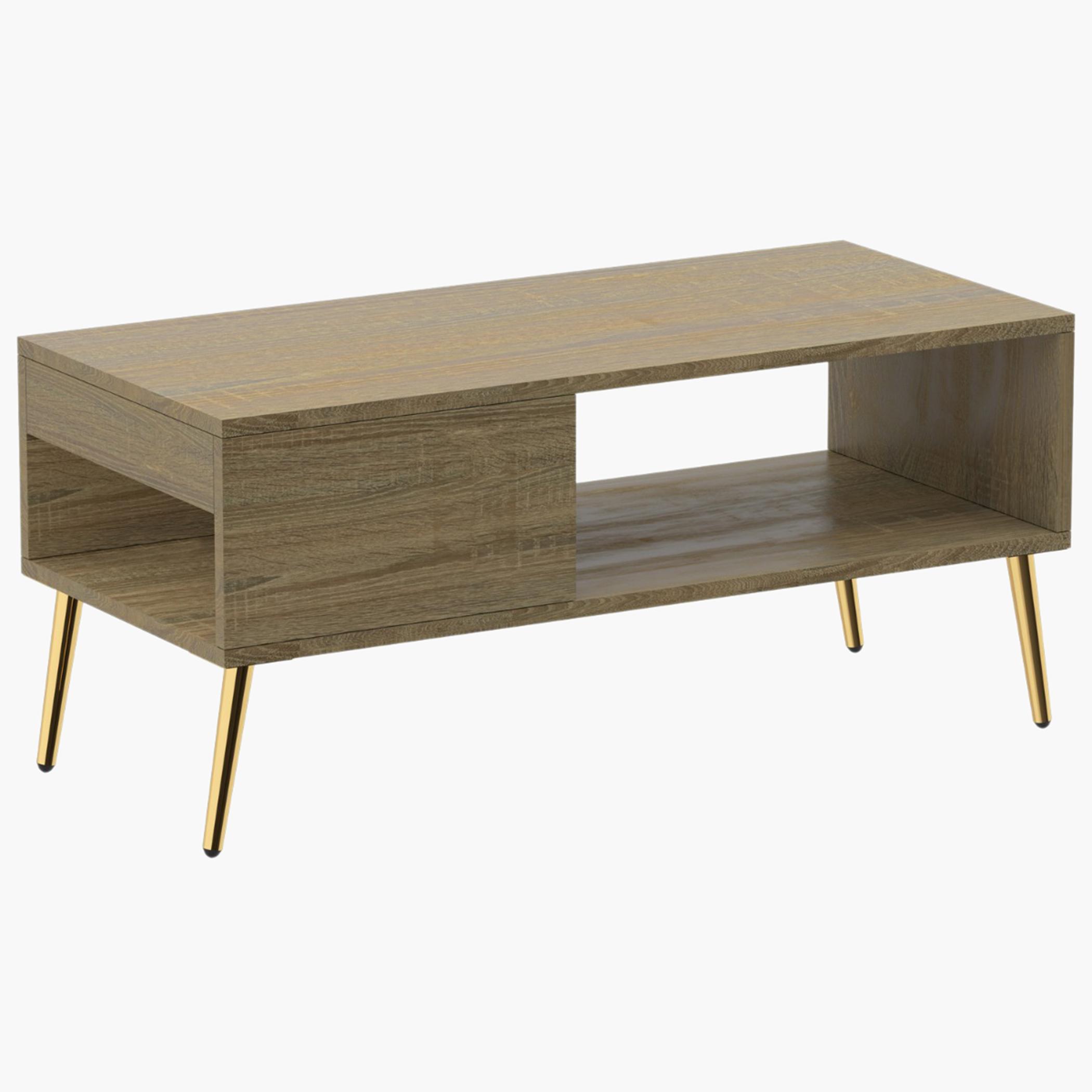 Modern Coffee Table with Side Compartment and Storage Shelf - 100x45x45 cm-furniture-livingroom-coffeetables-image-1
