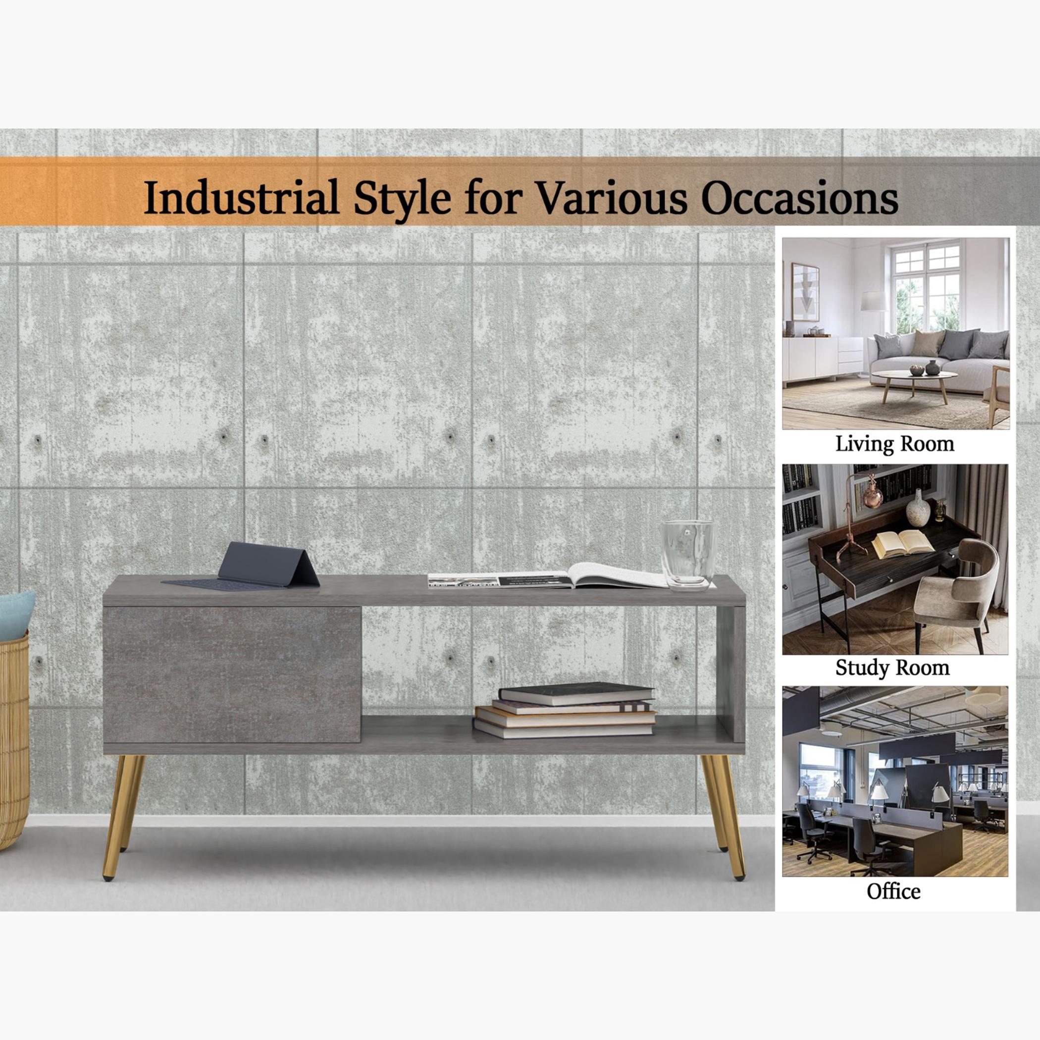Modern Coffee Table with Side Compartment and Storage Shelf - 100x45x45 cm-furniture-livingroom-coffeetables-image-2