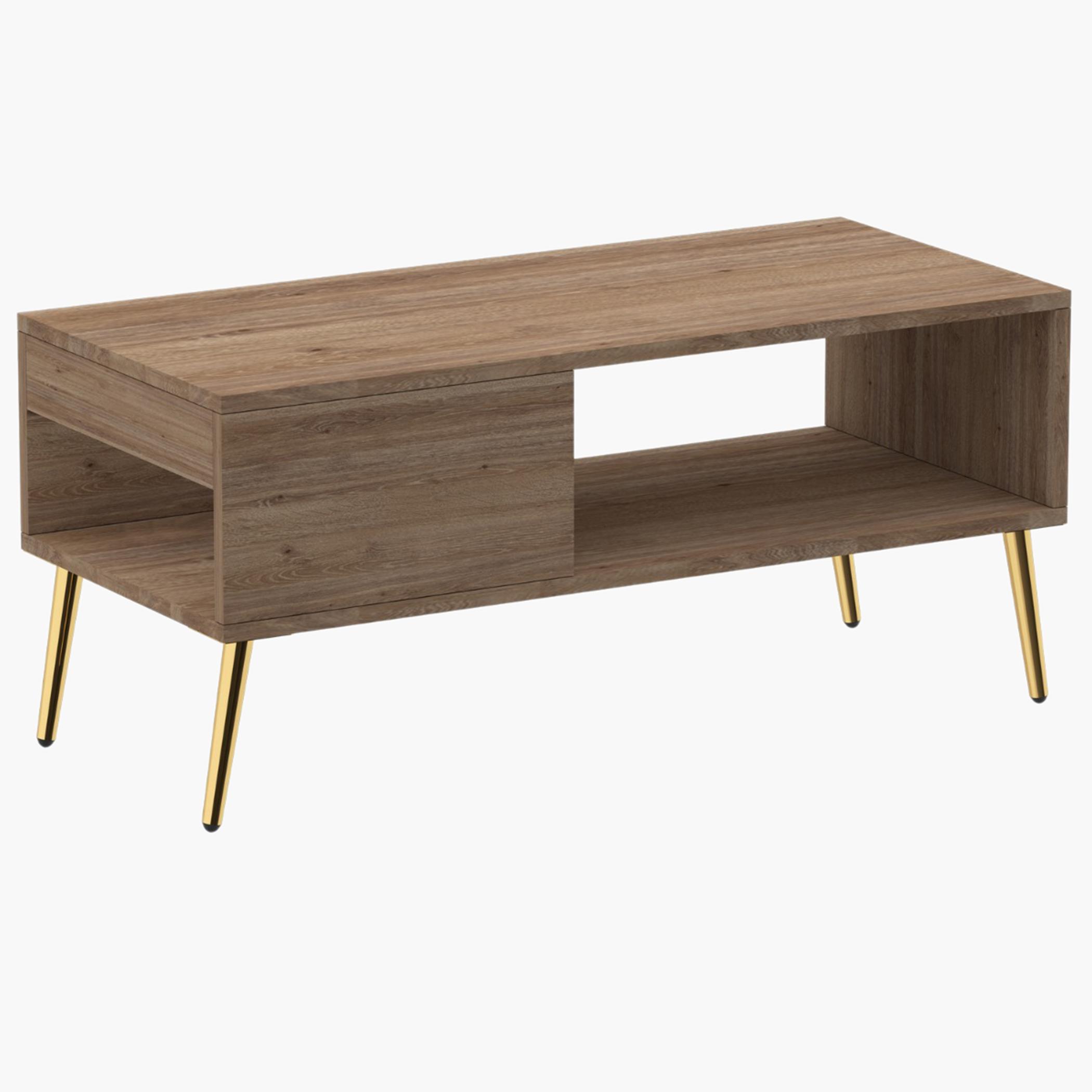 Modern Coffee Table with Side Compartment and Storage Shelf - 100x45x45 cm-furniture-livingroom-coffeetables-image-1