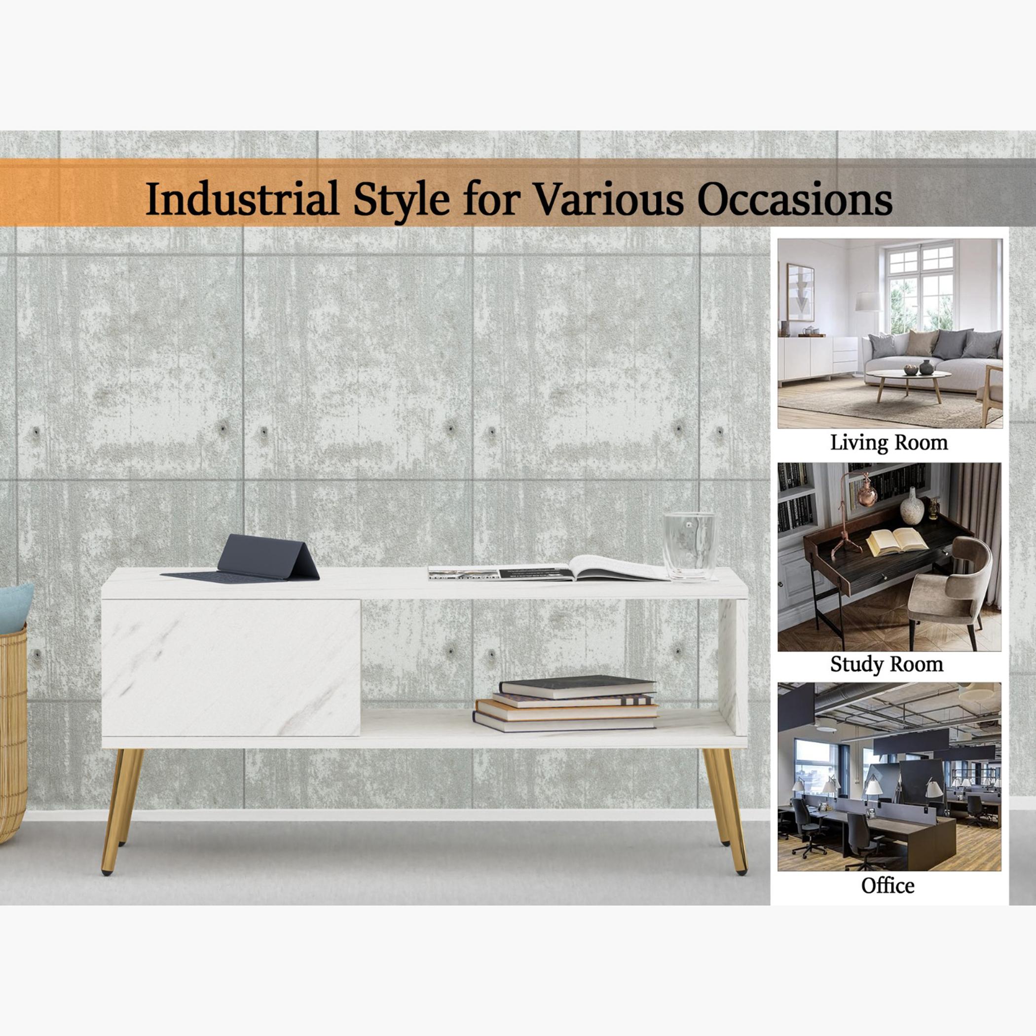 Modern Coffee Table with Side Compartment and Storage Shelf - 100x45x45 cm-furniture-livingroom-coffeetables-image-2