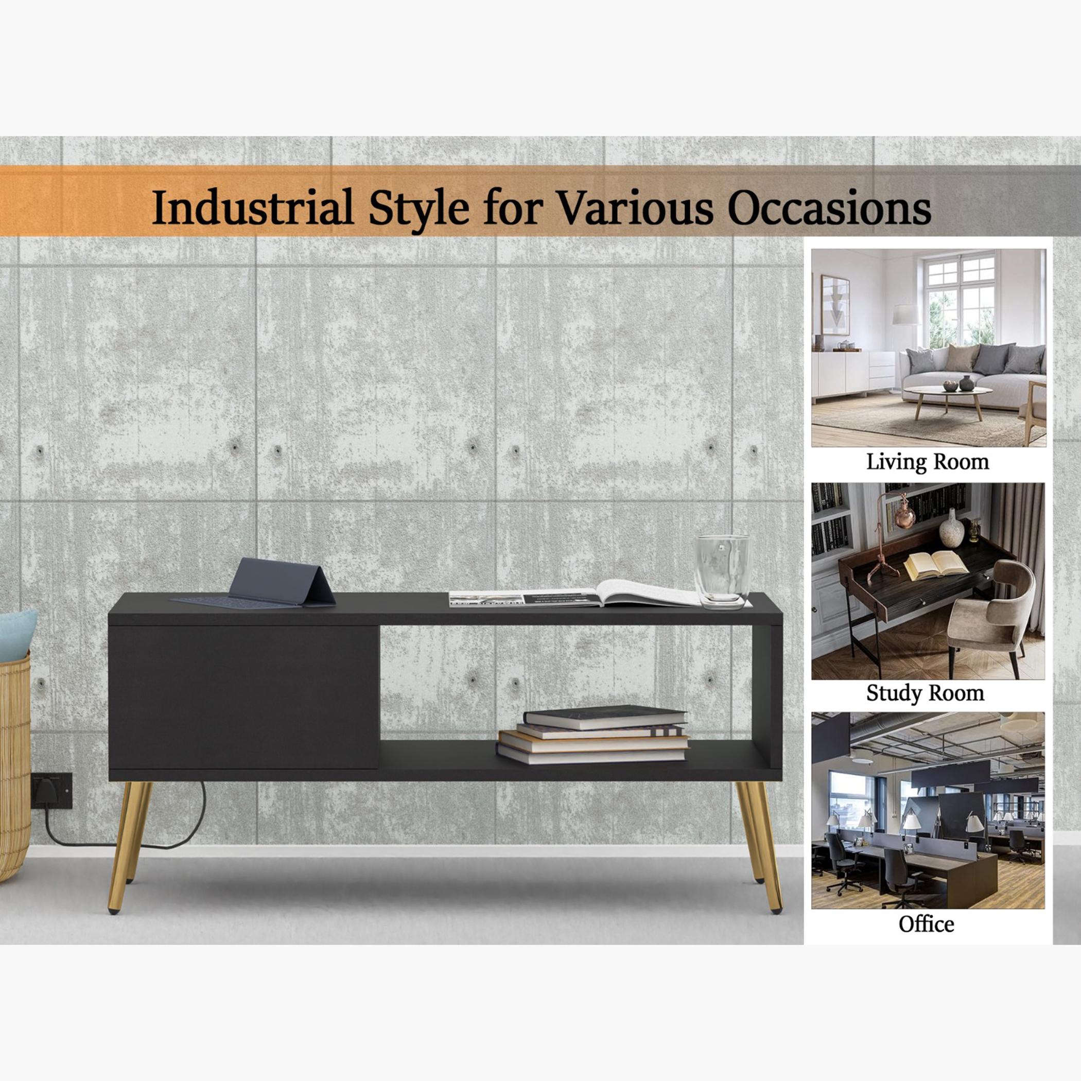 Modern Coffee Table with Side Compartment and Storage Shelf - 100x45x45 cm-furniture-livingroom-coffeetables-image-2