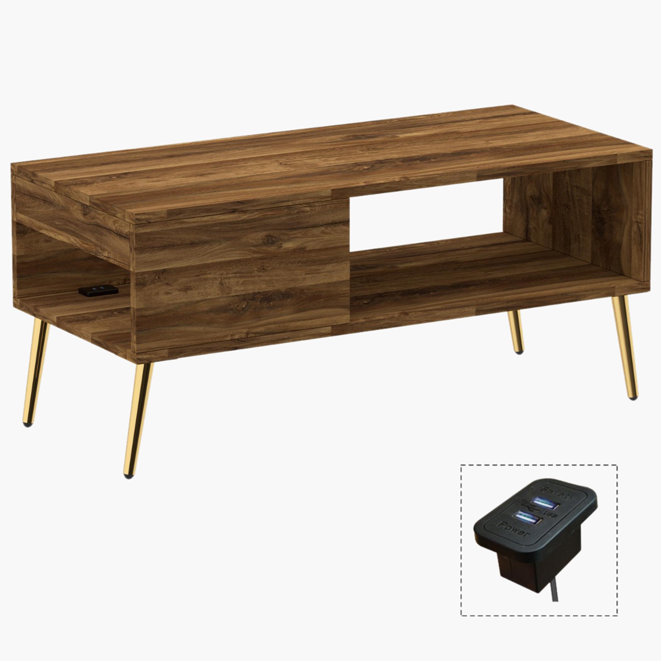 Wood Top Coffee Table - 100x45x45 cm-furniture-livingroom-coffeetables-image-1